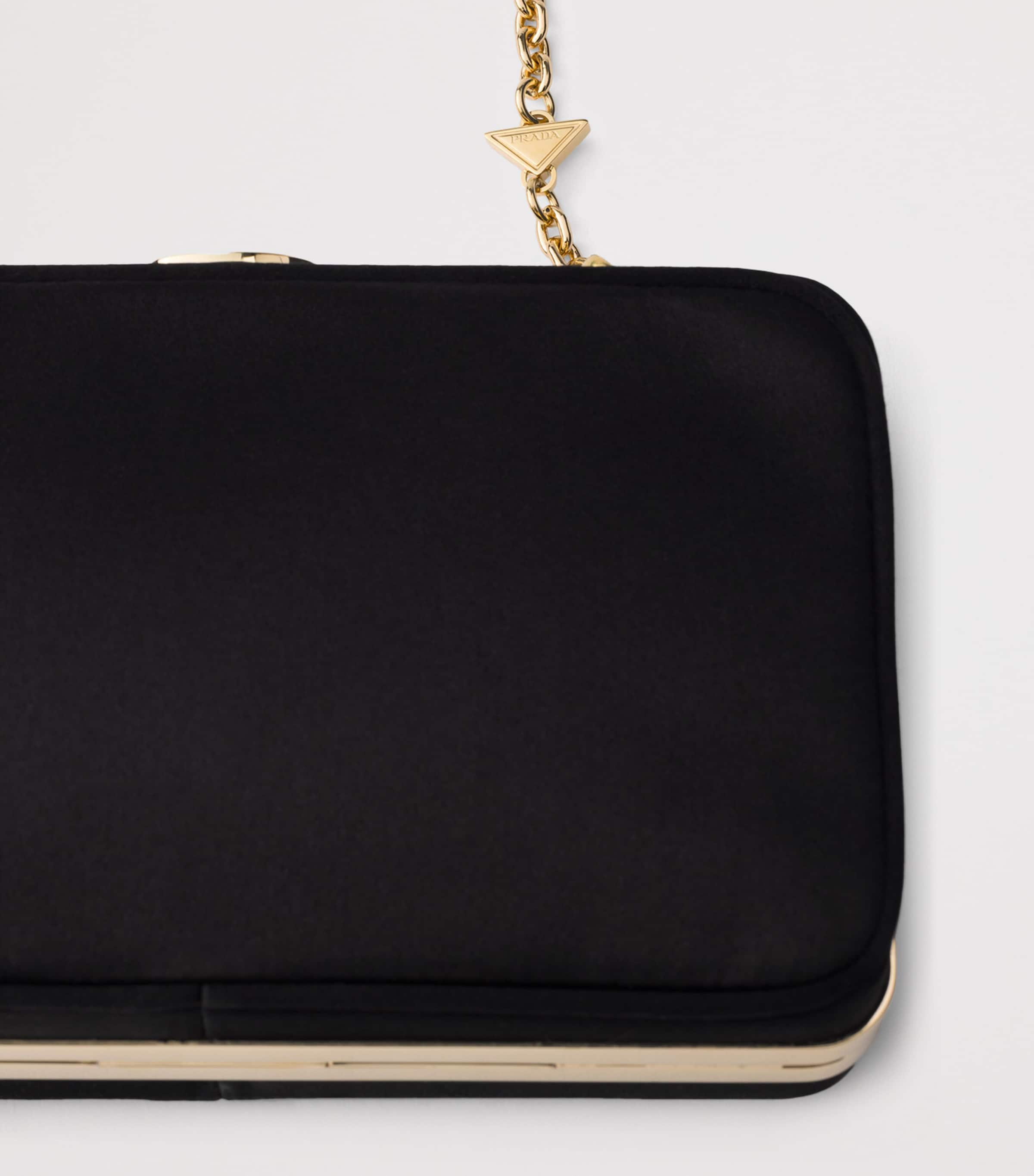 Prada Mini Satin Clutch Black Image 5