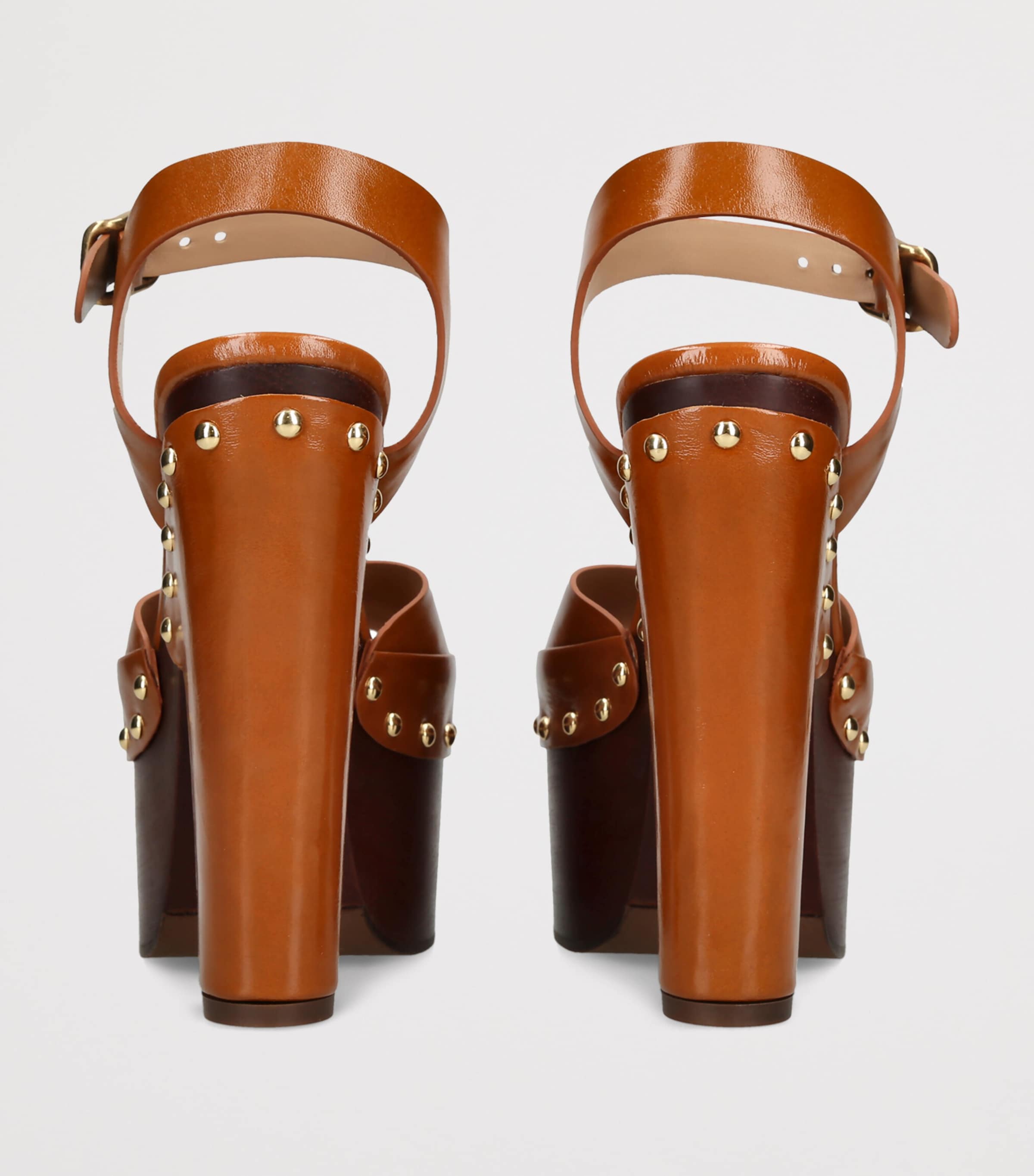 Chloé Leather Meret Platform Sandals 160 Mid Brown Image 4