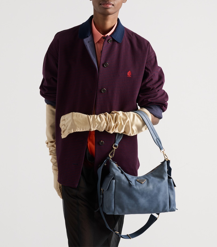 Prada Large Nappa Leather Explore Shoulder Bag Blue Image 2