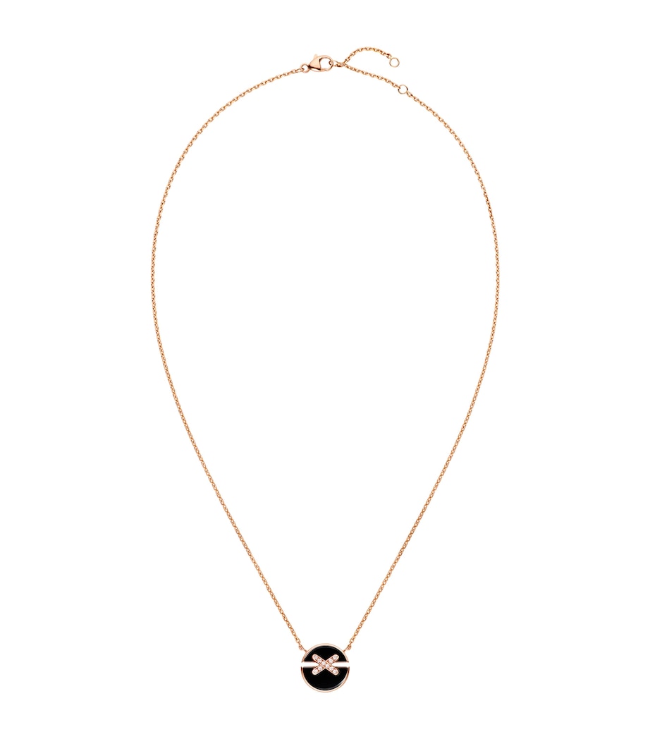 Small Rose Gold, Onyx and Diamond Harmony Pendant Necklace PINK GOLD Image 1