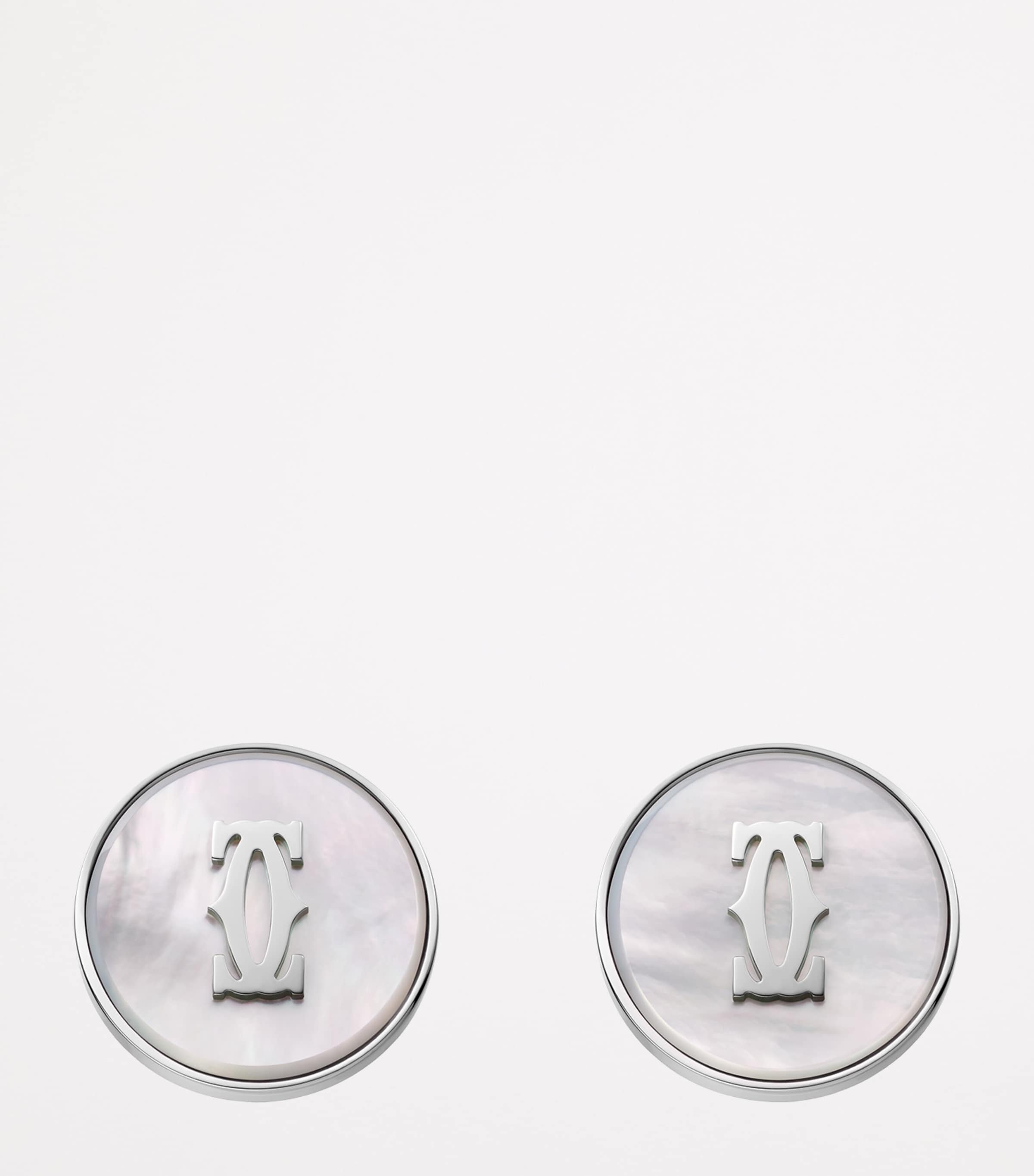 Sterling Silver Double C de Cartier Cufflinks SILVER AND WHITE Image 3