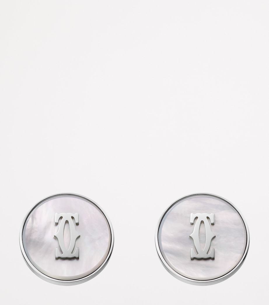 Sterling Silver Double C de Cartier Cufflinks SILVER AND WHITE Image 3