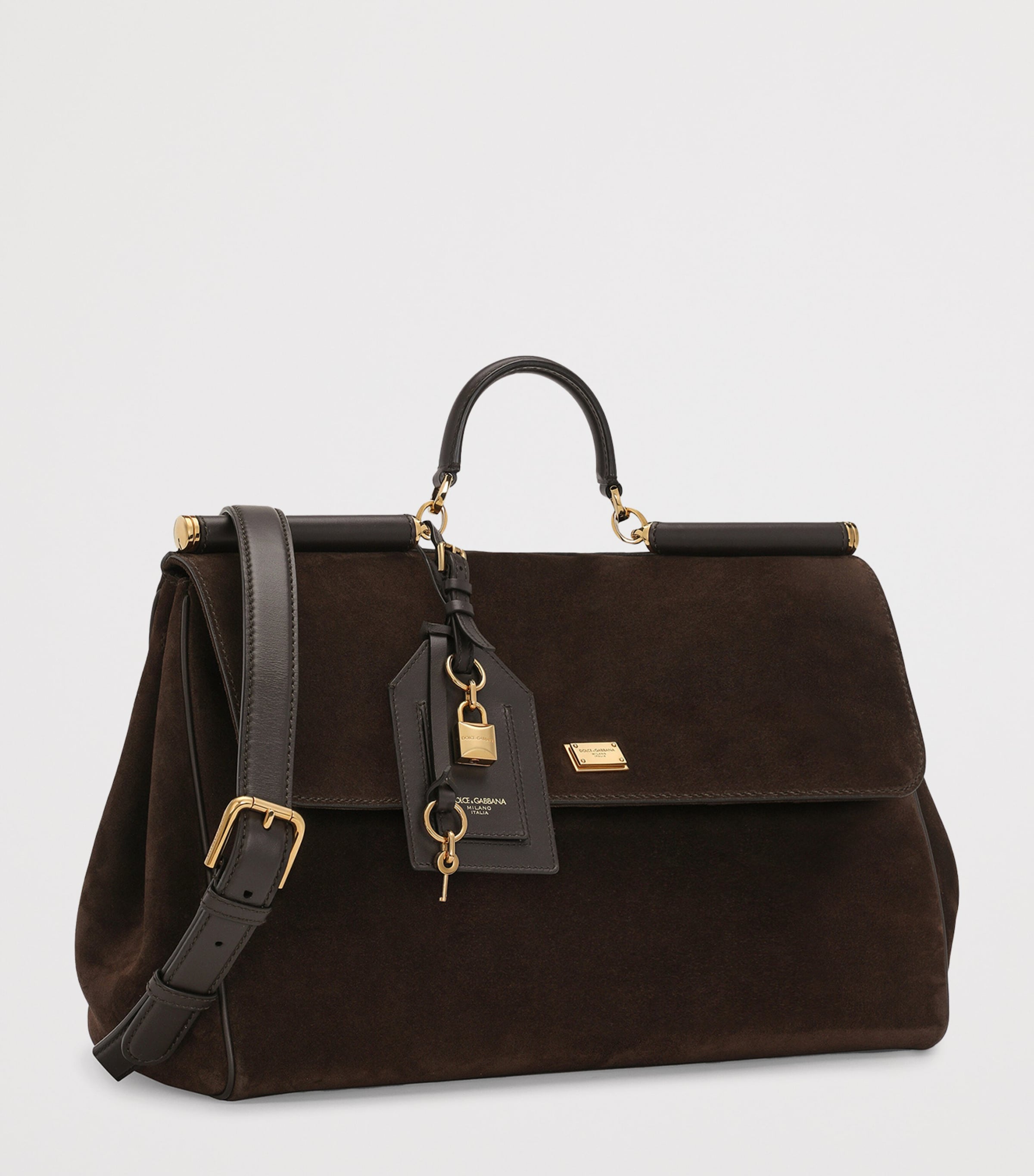Suede My Sicily Top-Handle Bag 8M157-DARK BROWN Image 3