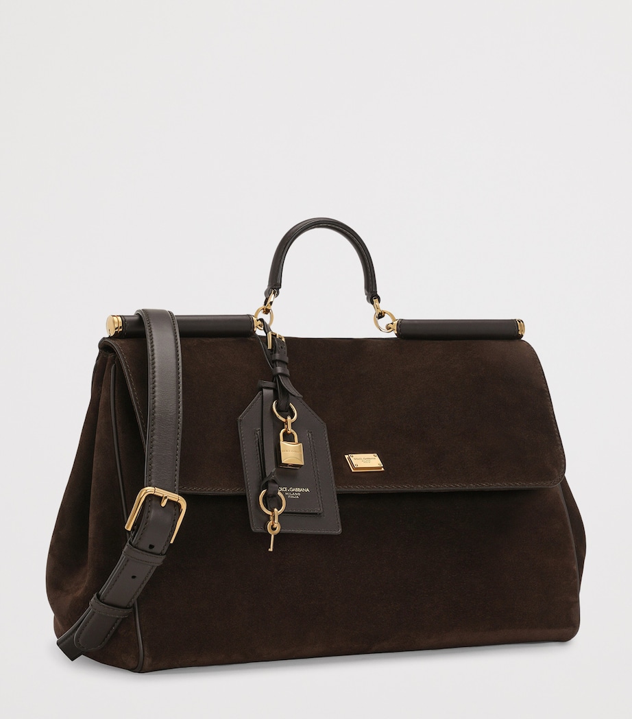 Suede My Sicily Top-Handle Bag 8M157-DARK BROWN Image 3