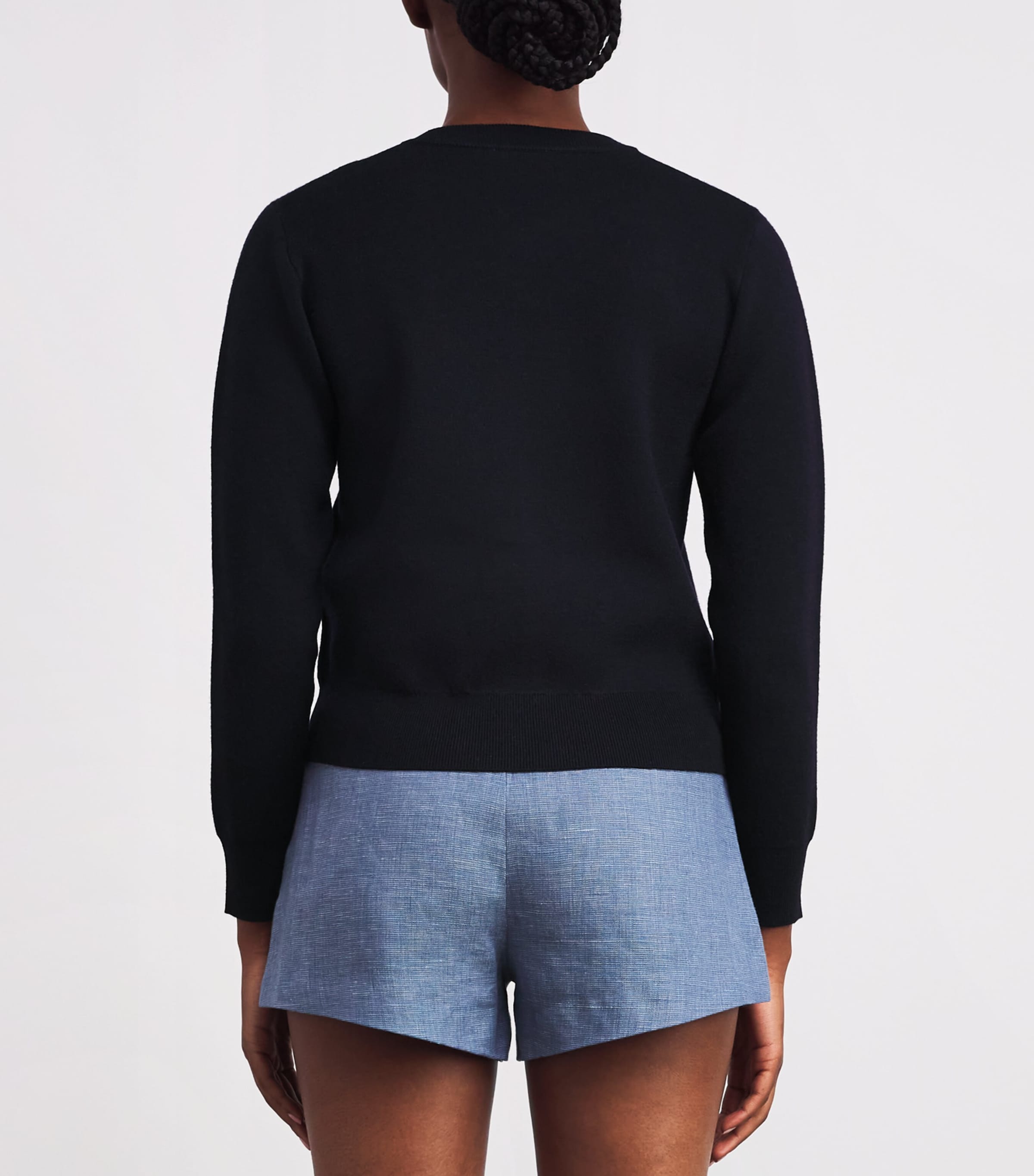 Wool-Blend Fine-Knit Cardigan NAVY Image 4