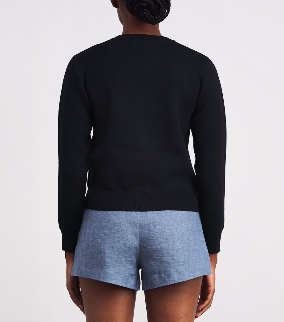 Wool-Blend Fine-Knit Cardigan NAVY Image 4