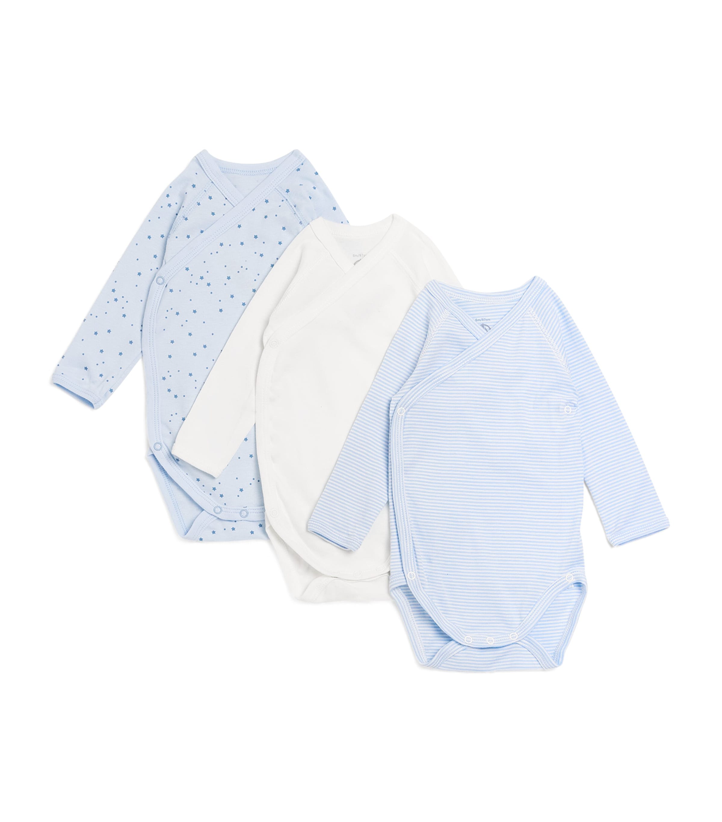Petit Bateau Set Of 3 Organic Cotton Bodysuits In Multi