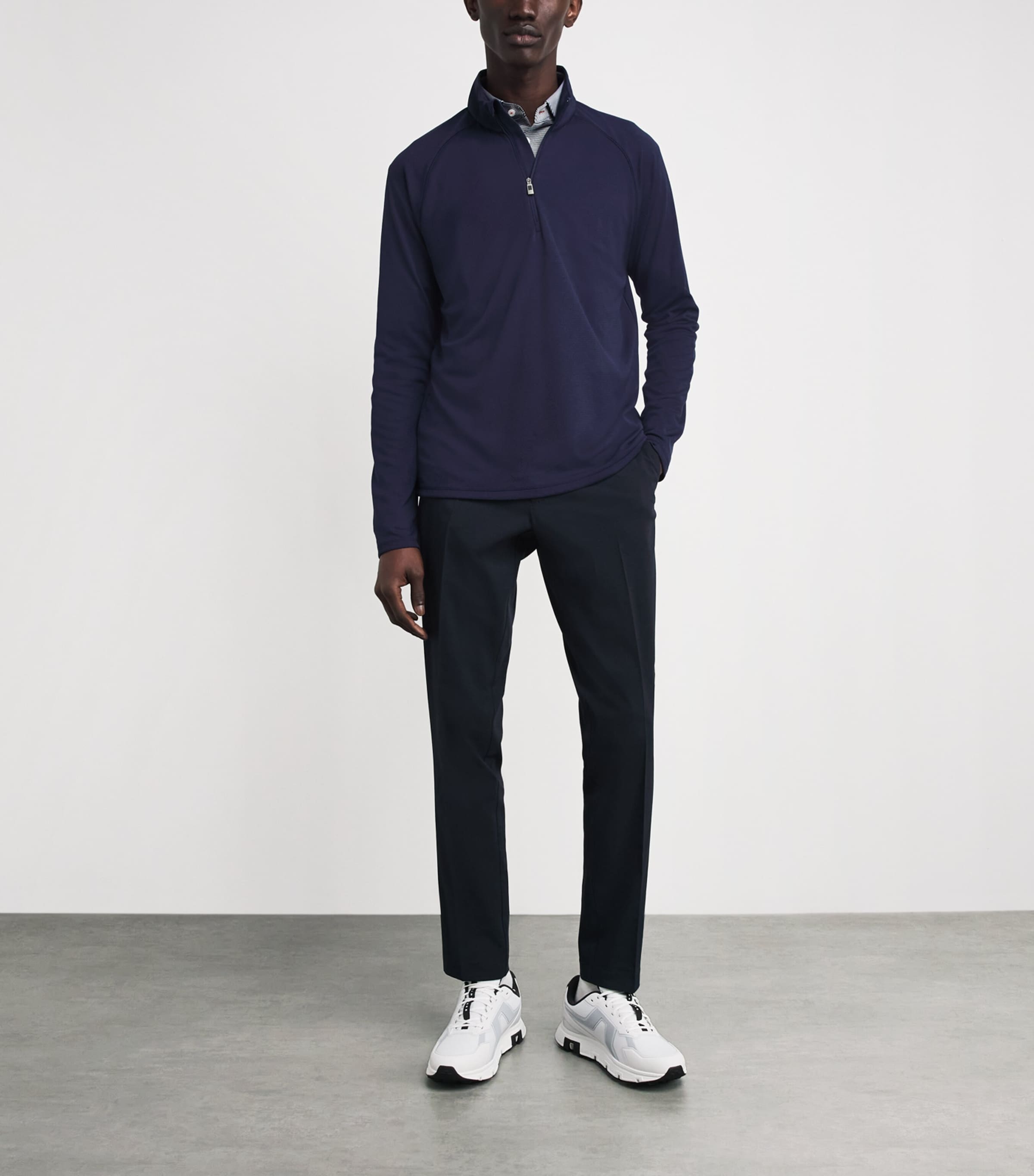KJUS Mens Pima Cotton Hollow Half-Zip Top Atla Blue Image 2