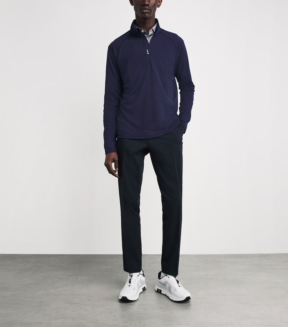 KJUS Mens Pima Cotton Hollow Half-Zip Top Atla Blue Image 2