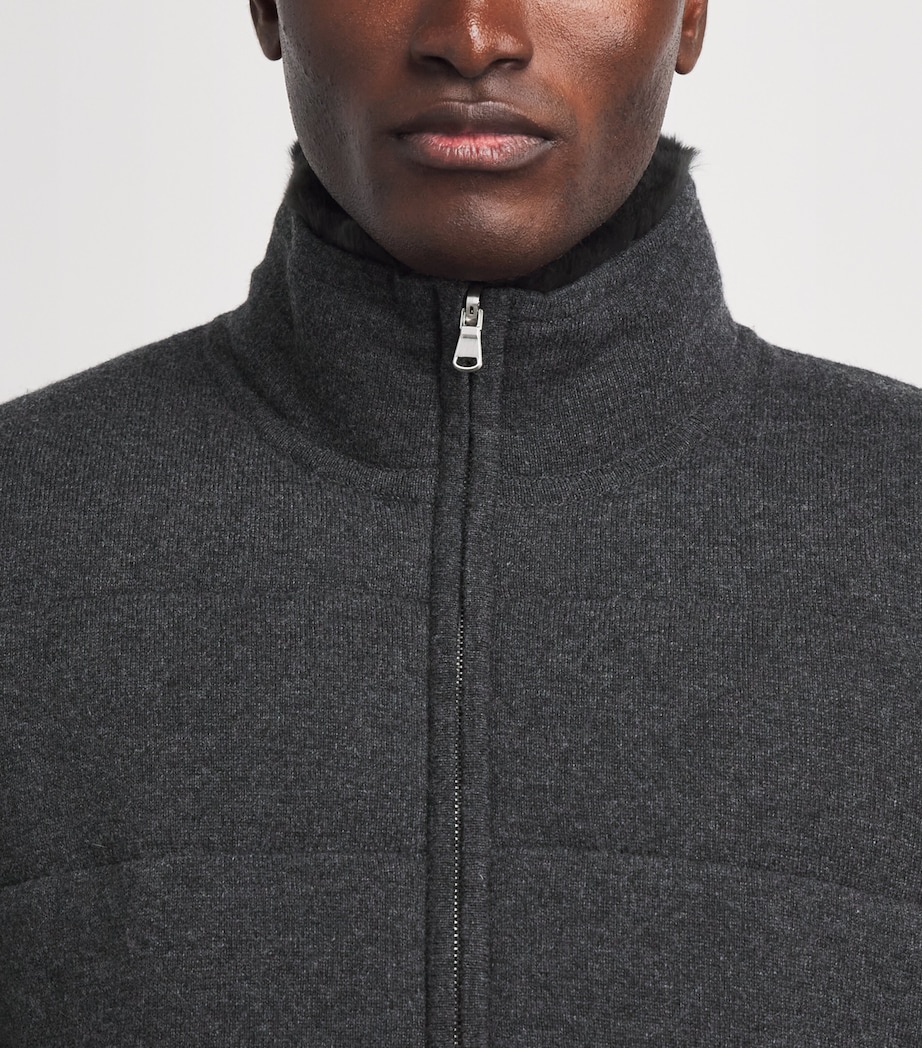 N.Peal Mens Cashmere Fur-Lined Jacket Charcoaldark Grey Image 3