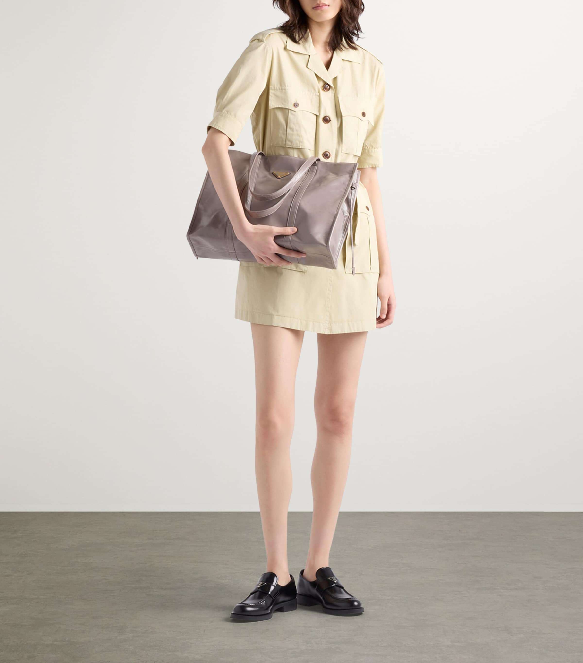 Prada Large Leather Tote Bag Image 2