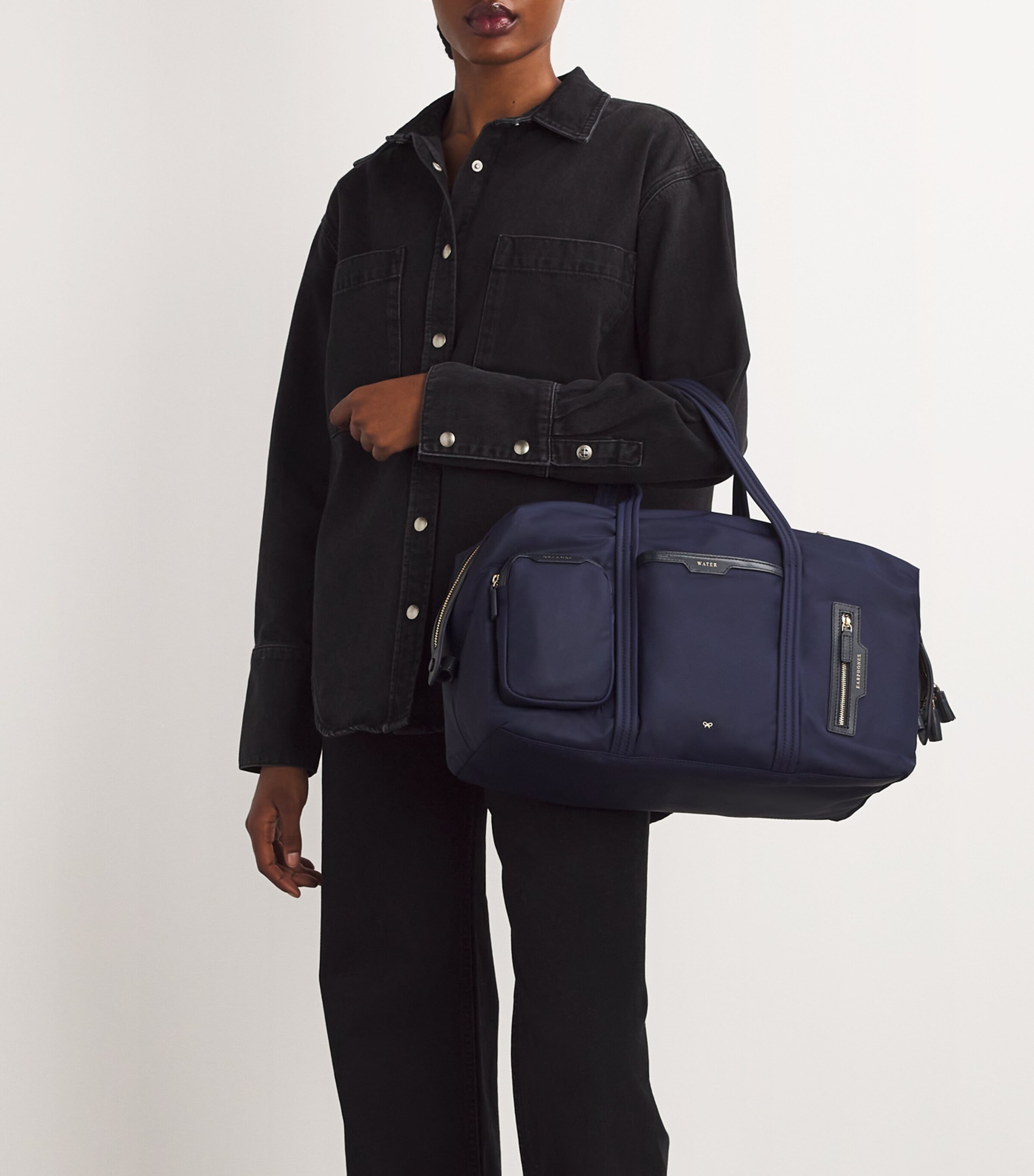 Anya Hindmarch Nylon In-Flight Travel Bag Marine Image 5