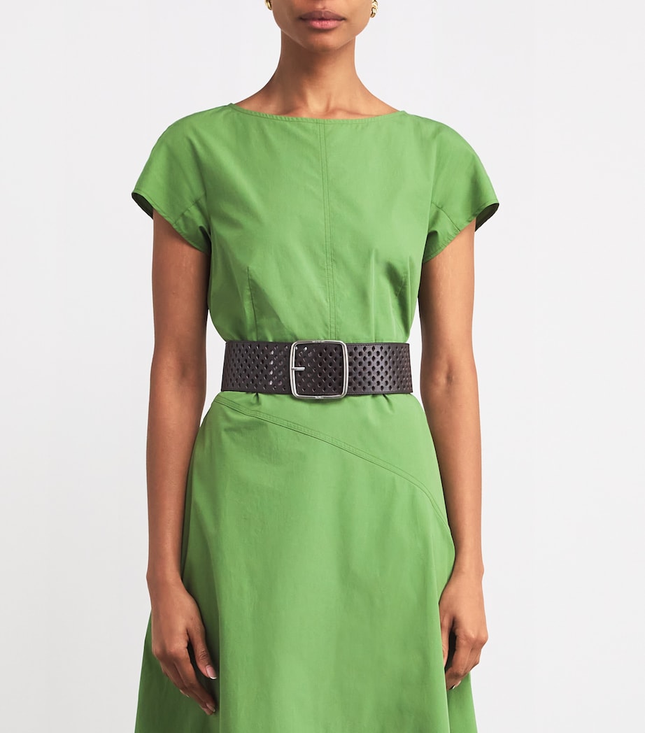 Leather Perforated Belt DARK BROWN Image 3