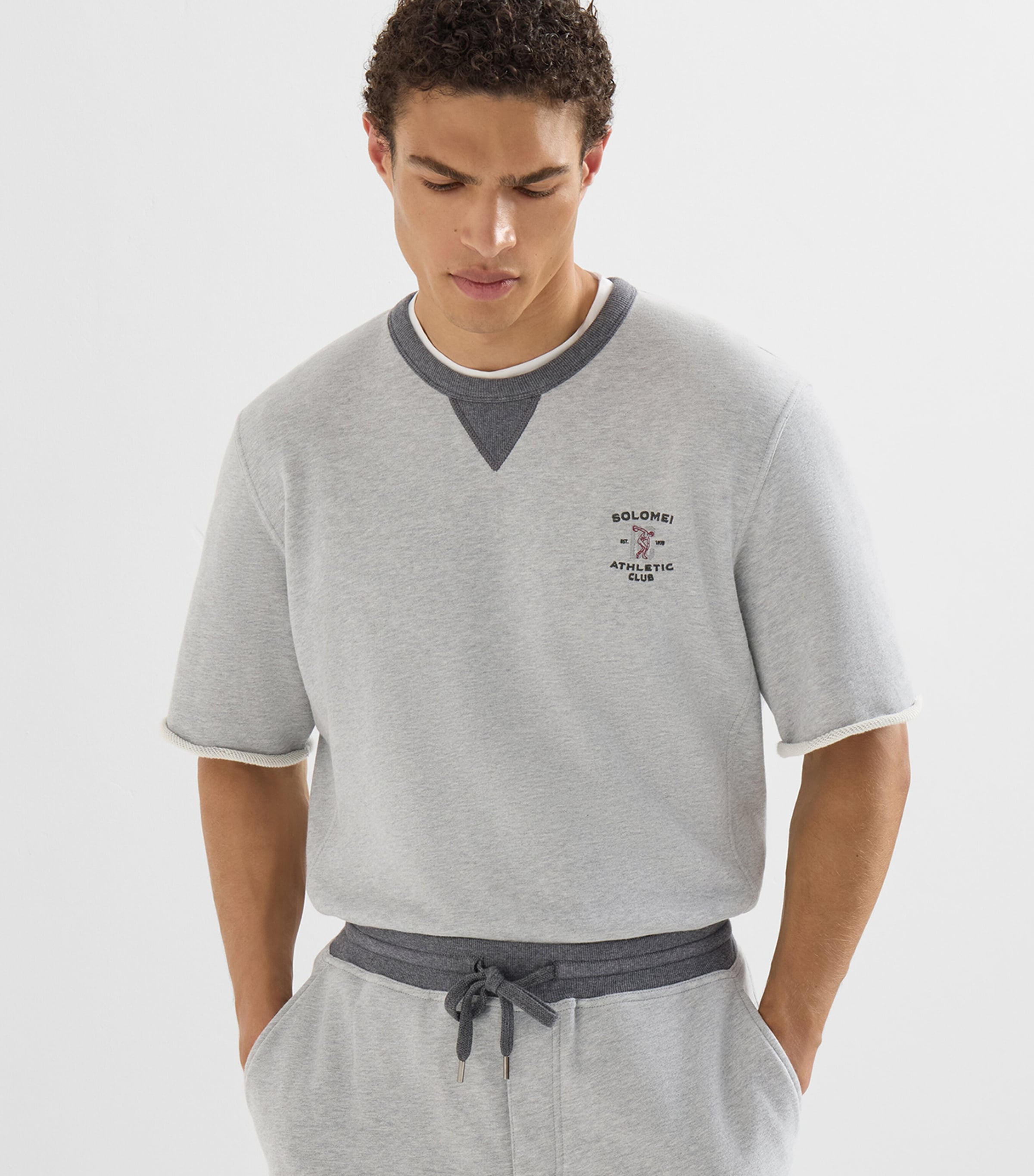 Brunello Cucinelli Mens Cotton Logo Short-Sleeve Sweatshirt Image 4