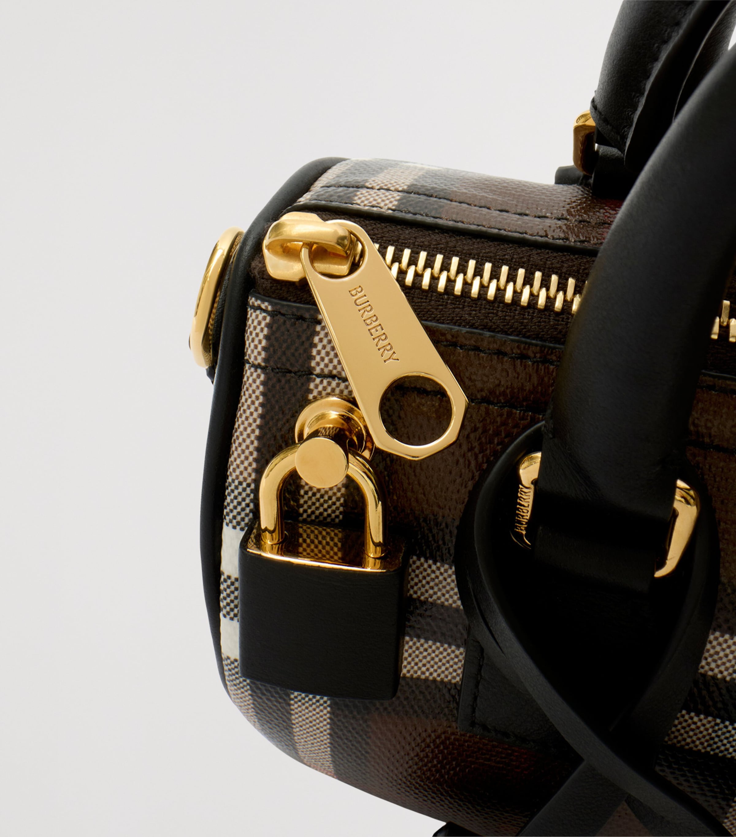 Burberry Mini Check Bowling Bag Chocolate Brown Image 7