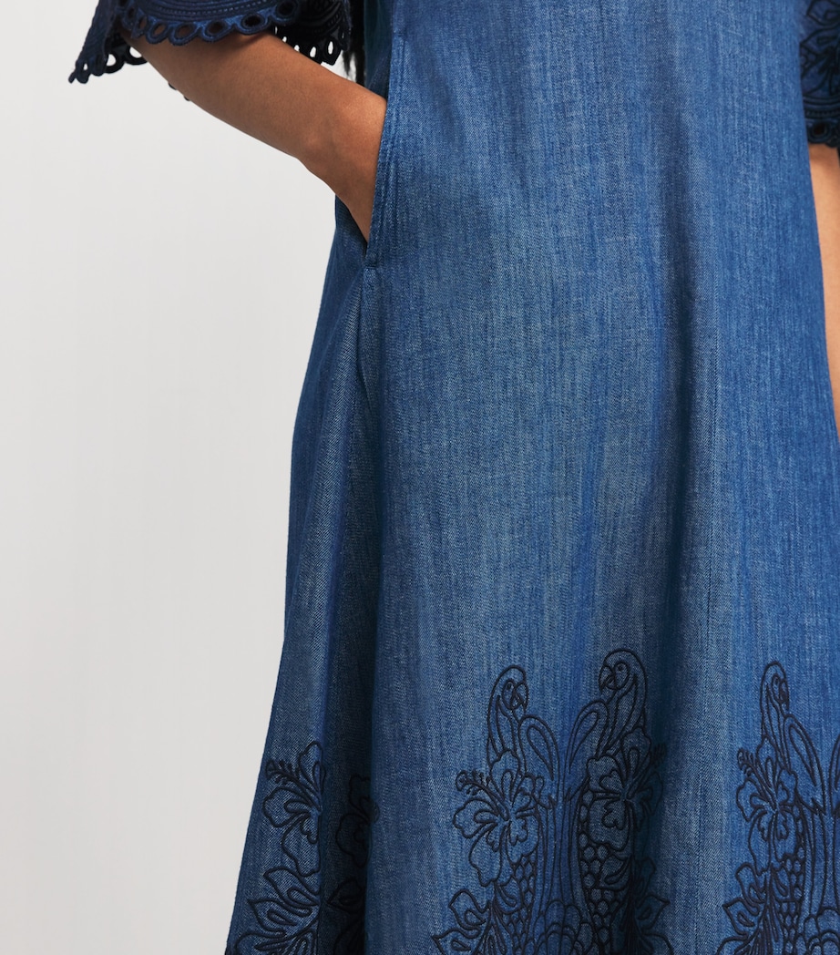 Zimmermann Blue Denim Embroidered Coco Maxi Dress | Harrods US Zimmermann Blue Denim Embroidered Coco Maxi Dress | Harrods US