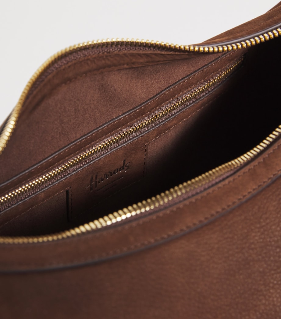 Large Suede Crescent Shoulder Bag TAN Image 4