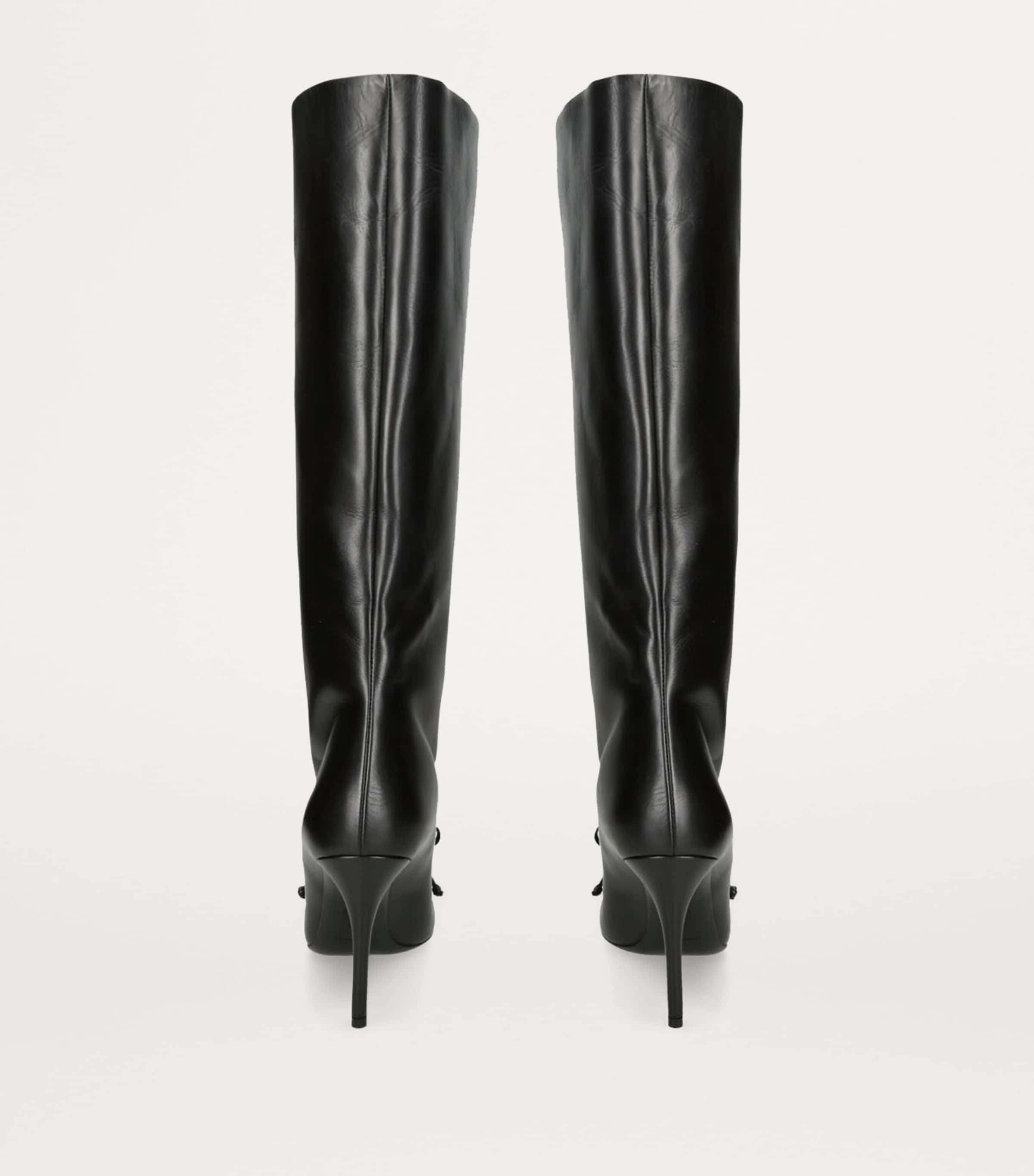 Alaïa Leather Bow Knee-High Boots 90 Black Image 3