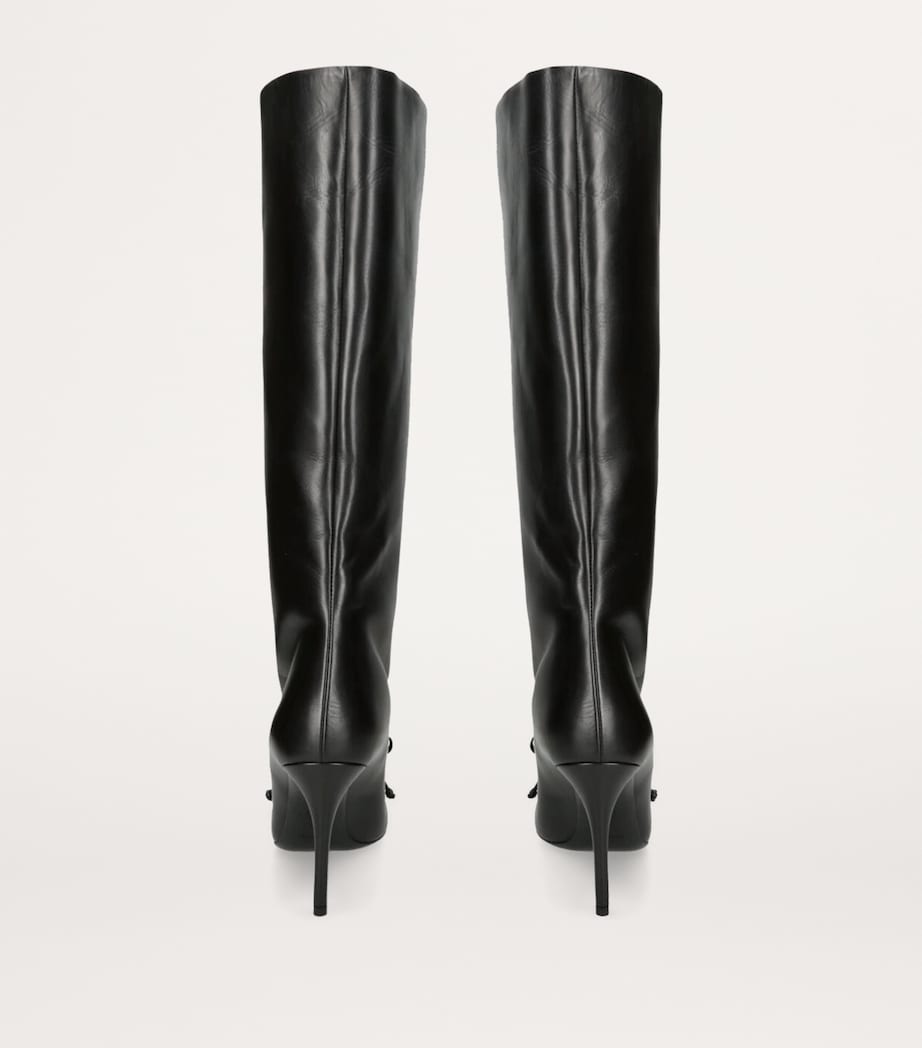 Alaïa Leather Bow Knee-High Boots 90 Black Image 3