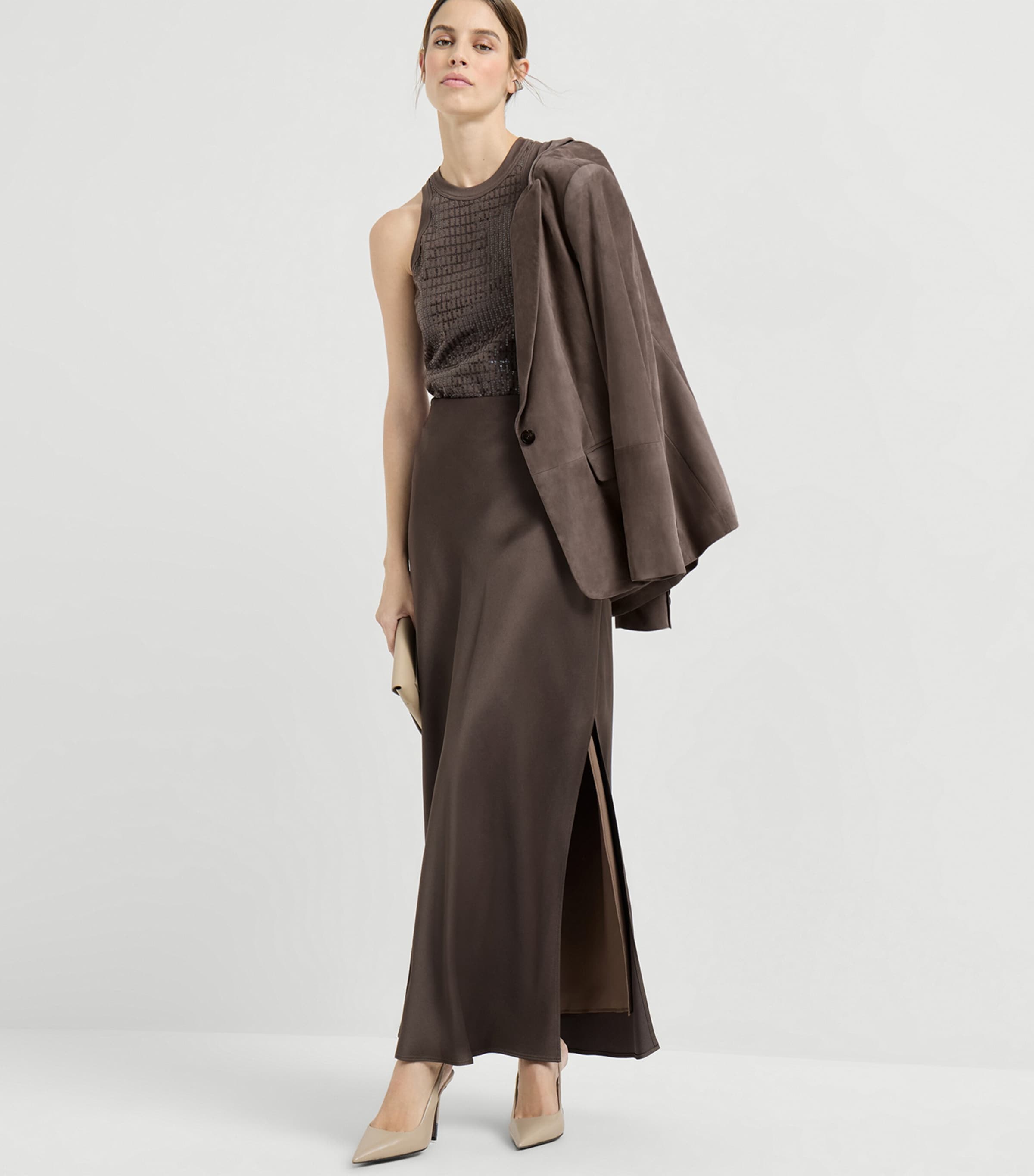 Stretch-Cotton Sequin-Embellished Tank Top C8589 Image 4