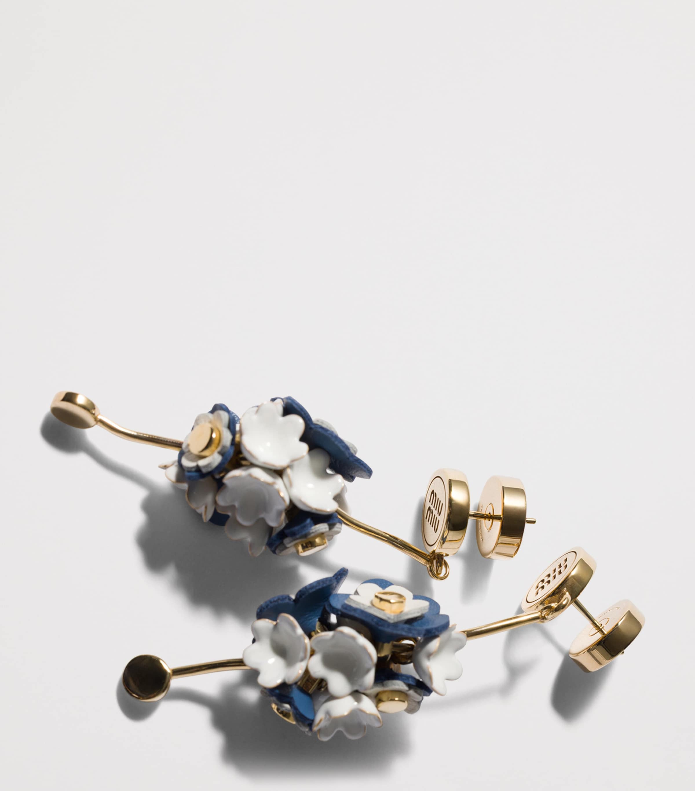 Miu Miu Flower Drop Earrings Blue Image 2
