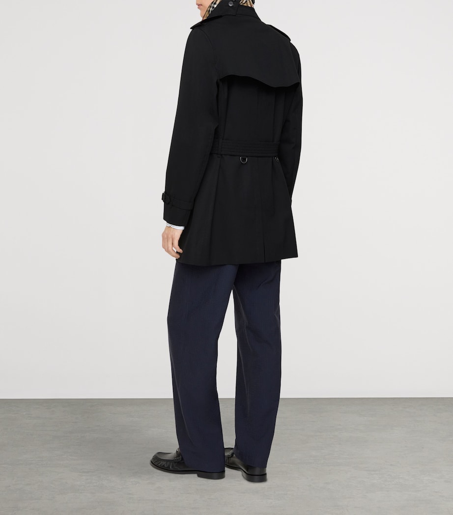 Burberry Mens Short Kensington Trench Coat Black Image 4