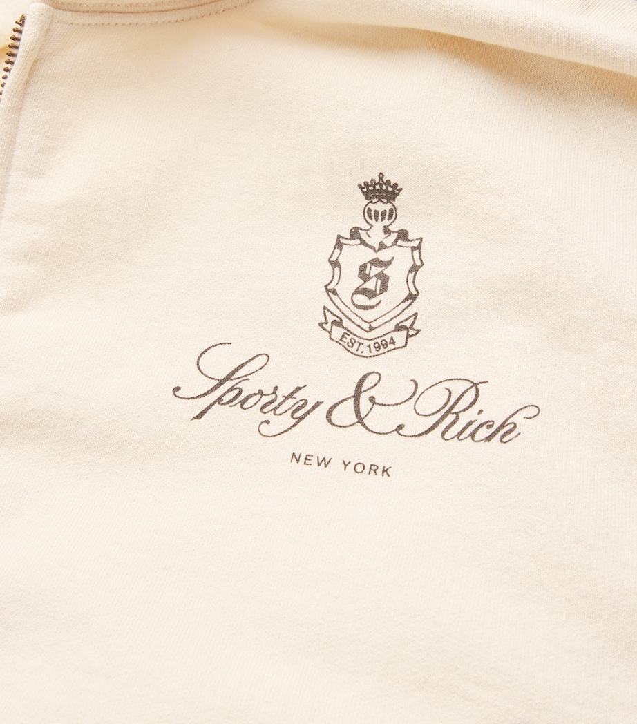 Sporty & Rich Womens Cotton Vendome Zip Hoodie Cream Chocolate Image 5