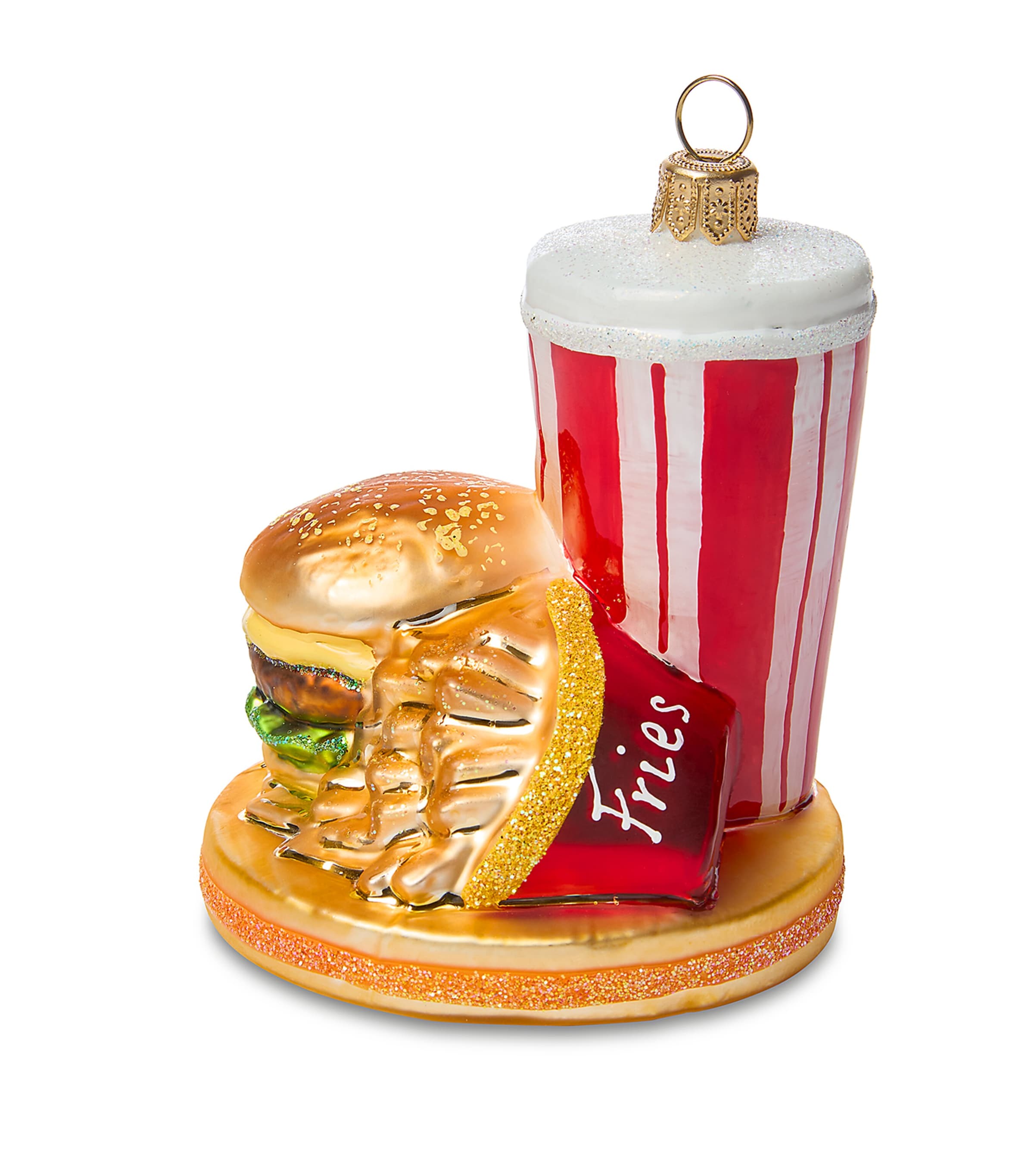 Harrods Glass Fast Food Set On Tray Tree Ornament