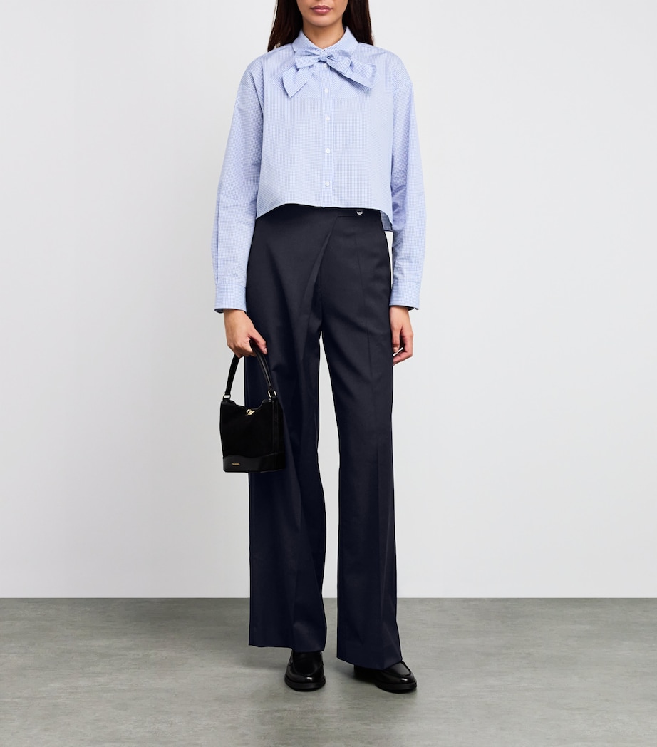 Asymmetric Wide-Leg Tailored Trousers NAVY BLUE Image 2