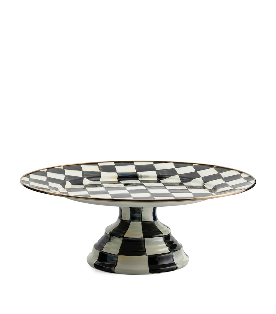 Courtly Check Pedestal Platter (40.5cm) BLACK Image 1