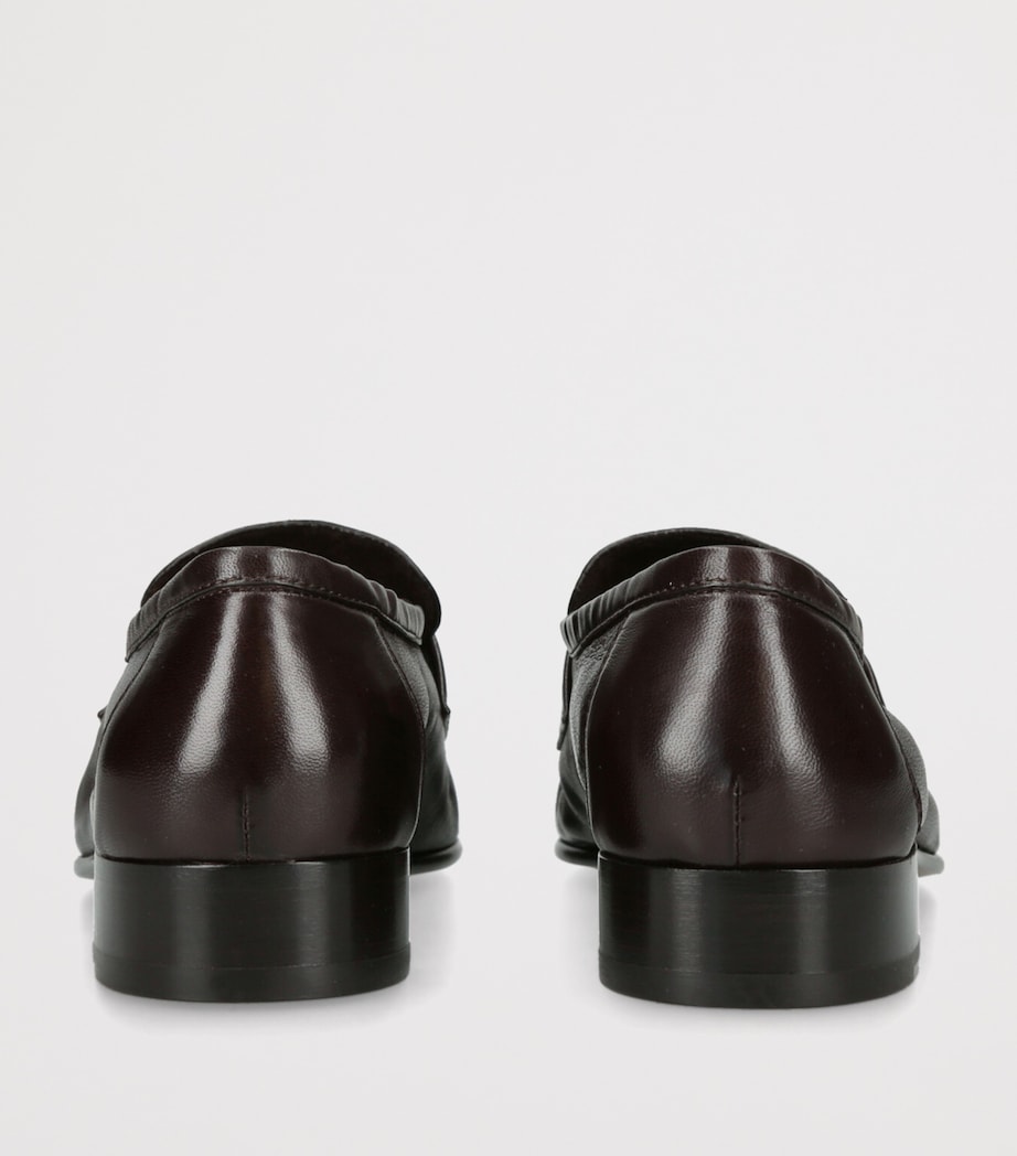 The Row Soft Leather Loafers Dark Brown Image 2