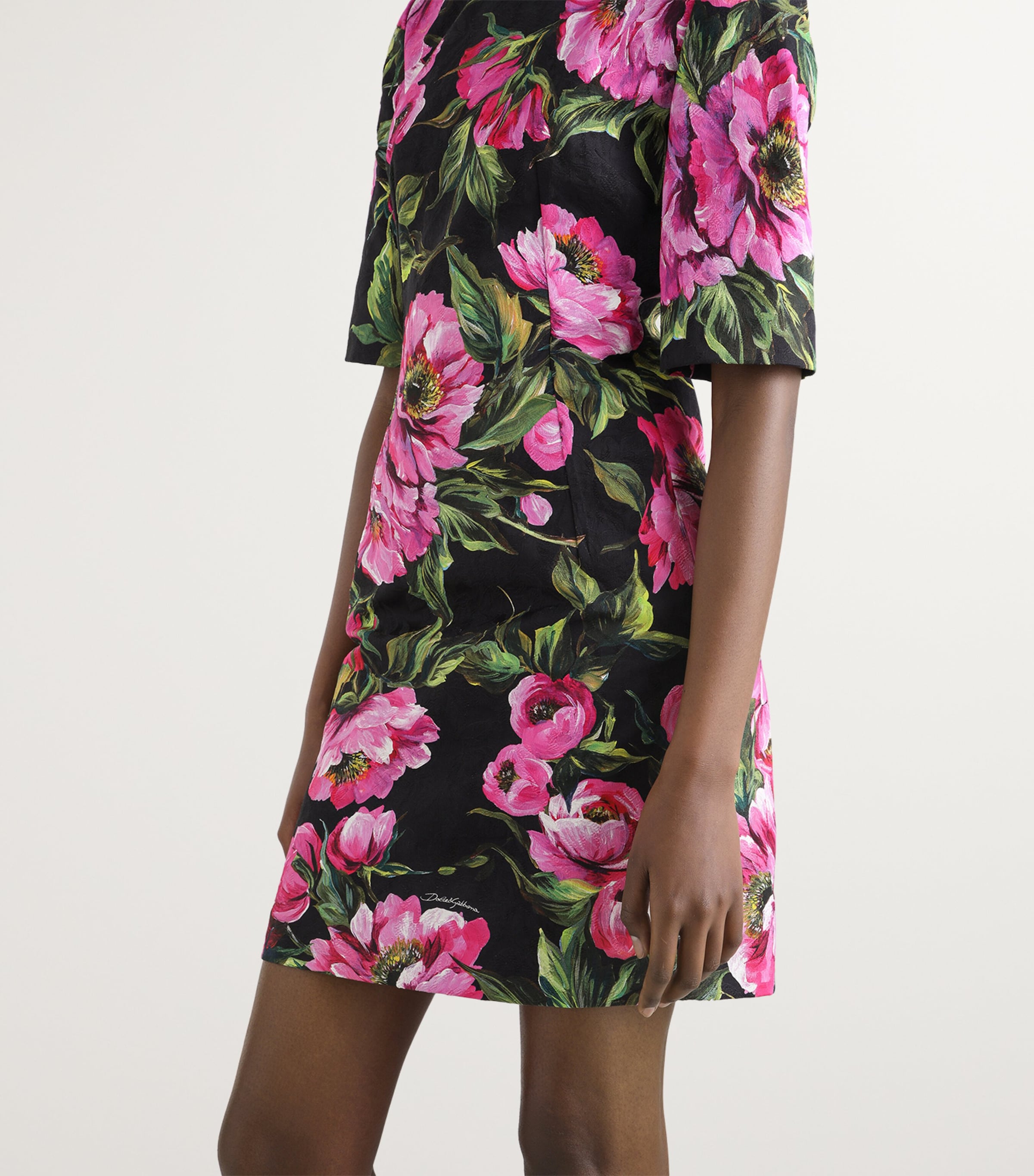 Cotton-Blend Floral Mini Dress HN5KR-PEONIE FUXIA F Image 3