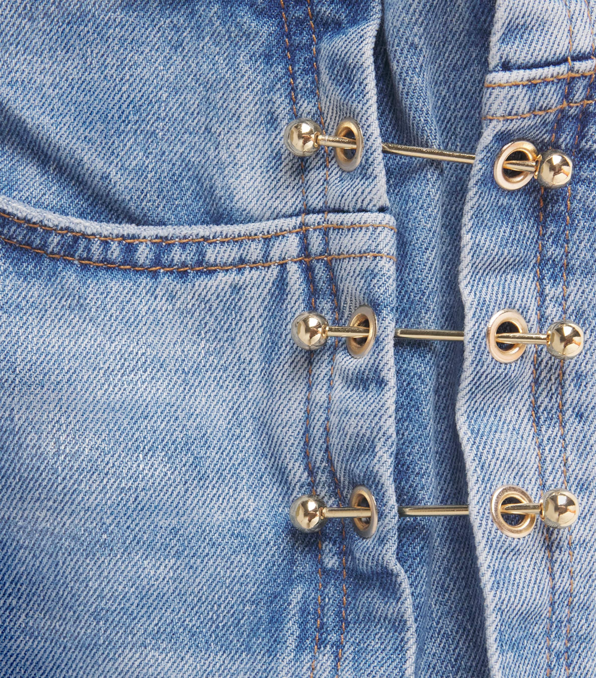 Claudie Pierlot Womens Gold-Tone Detail Wide-Leg Jeans Blue Denim Image 7