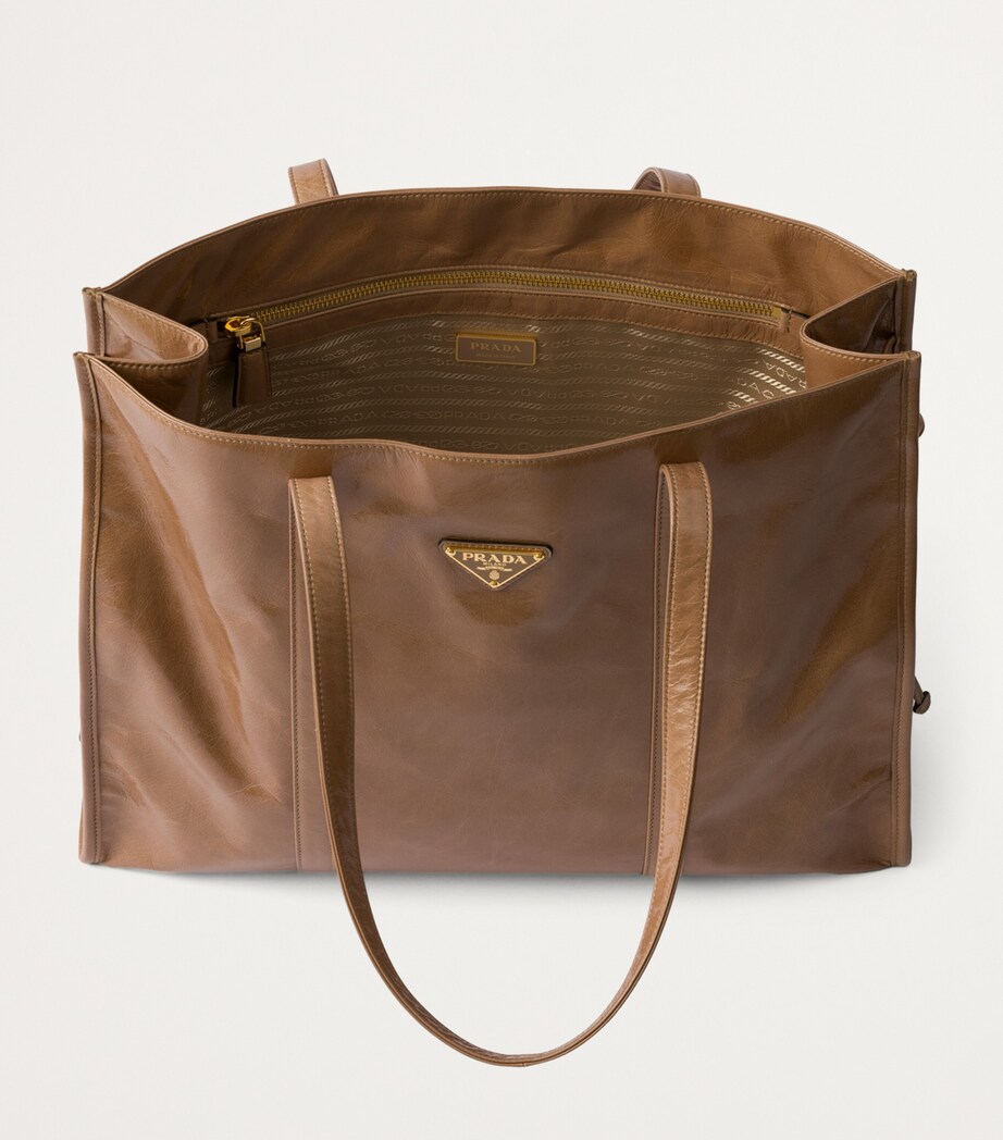 Prada Large Leather Tote Bag Image 3