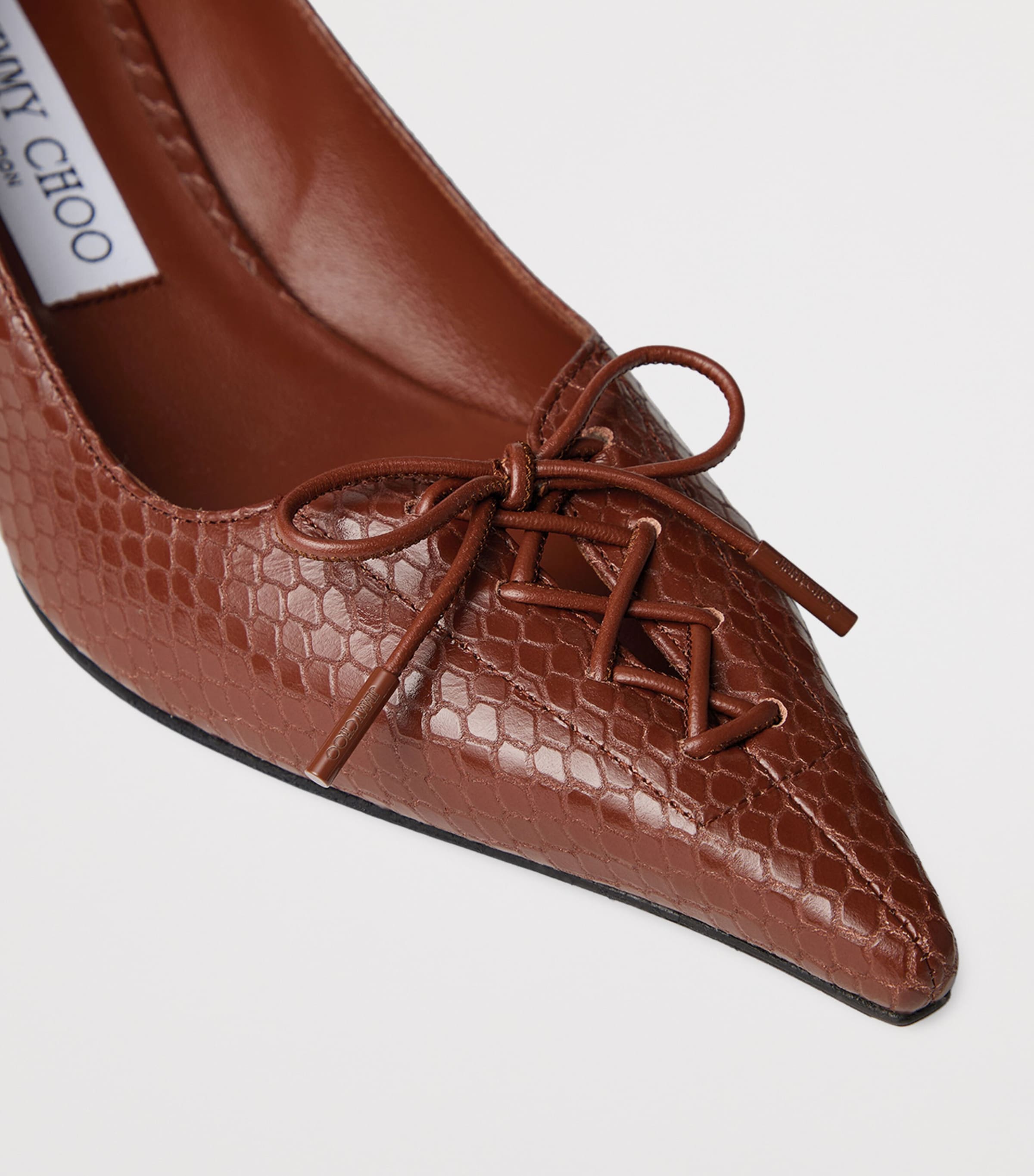 Scarlett 50 Snake Embossed Pumps COGNAC Image 4