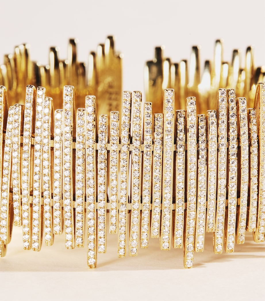 Suzanne Kalan Yellow Gold and Diamond Inlay Bangle Yg/wd Image 5