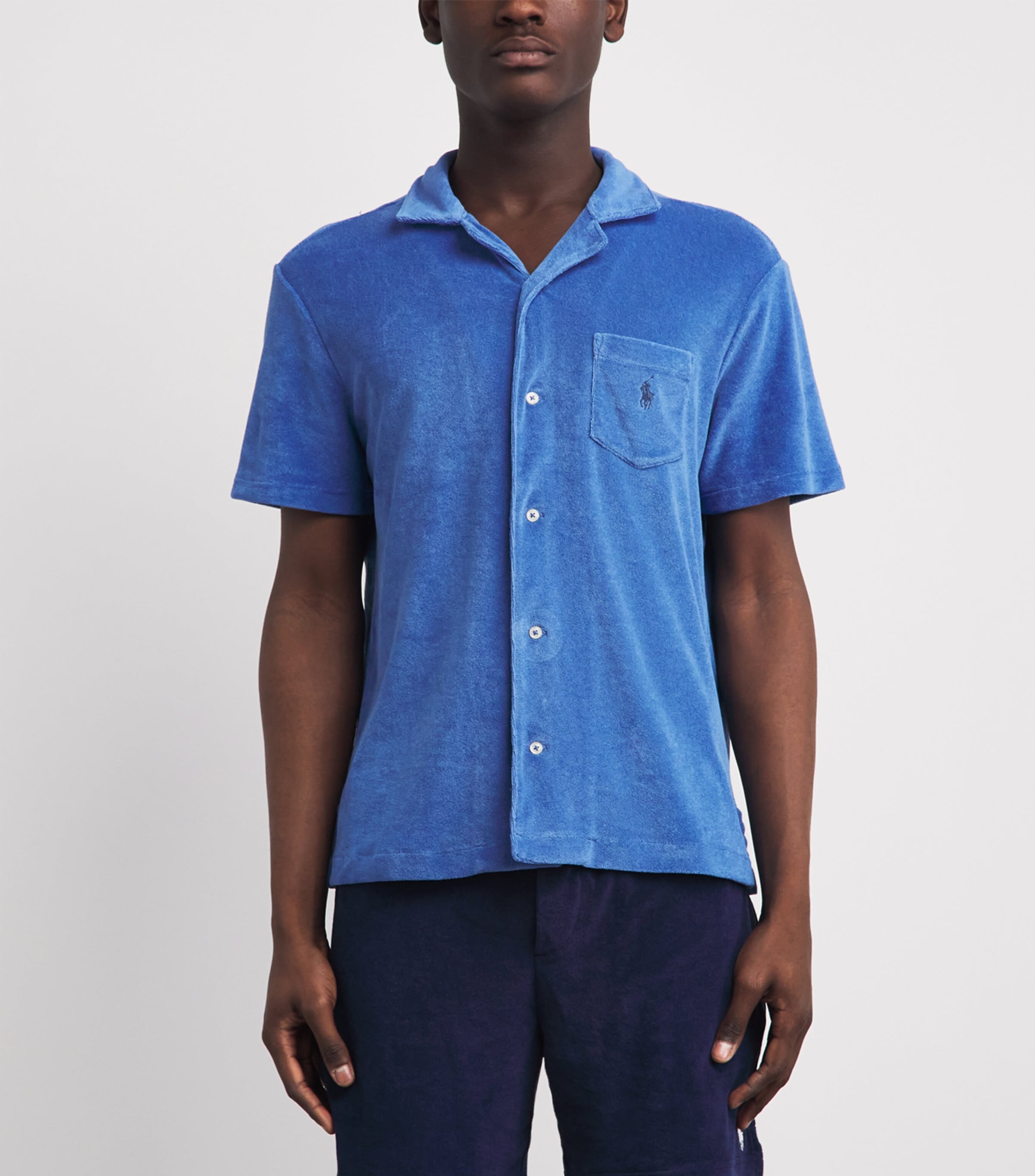 Polo Ralph Lauren Mens Terry Cotton Short-Sleeve Shirt Modern Royal Image 4