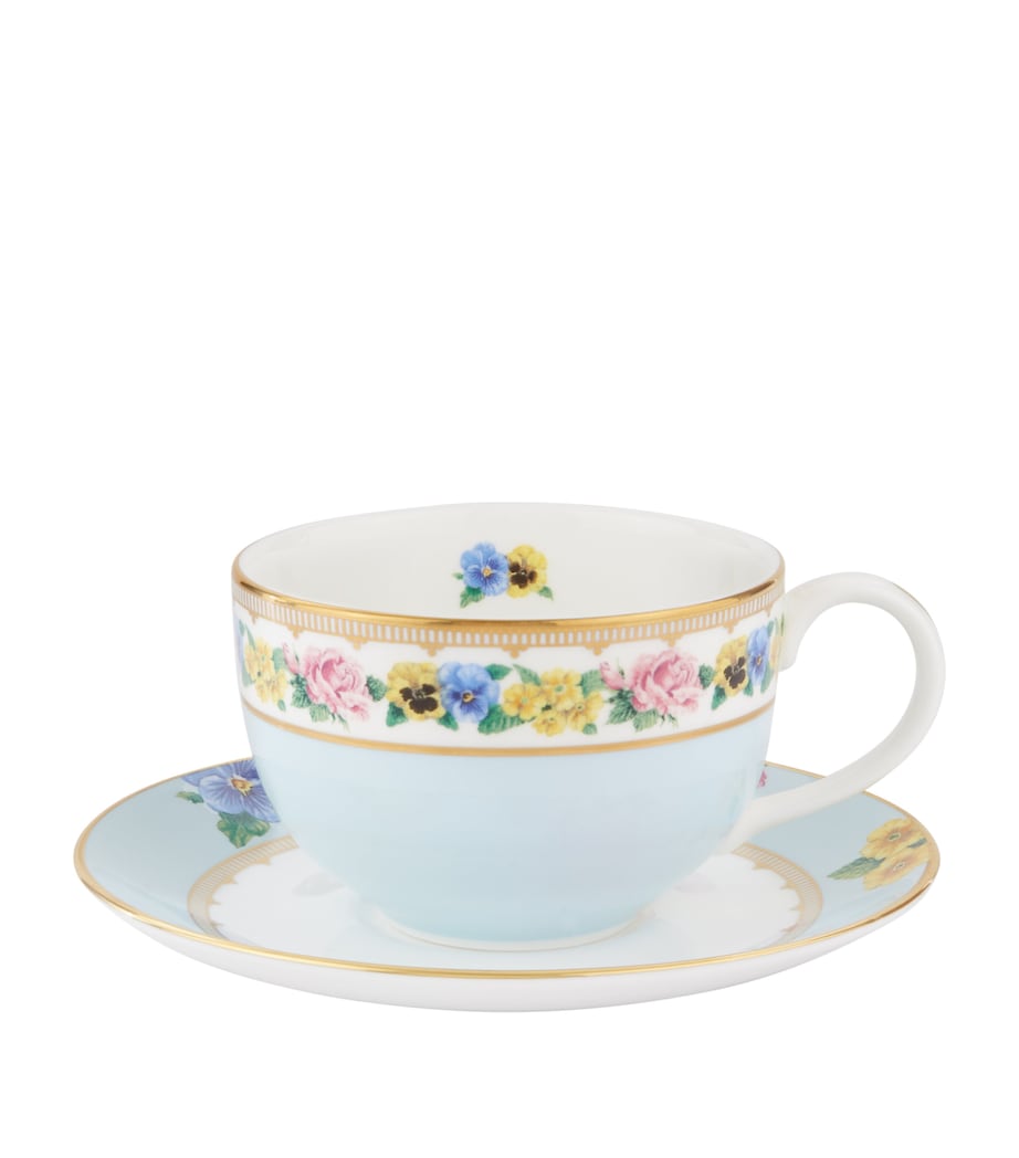 Halcyon Days Shell Garden Floral Teacup and Saucer Image 2