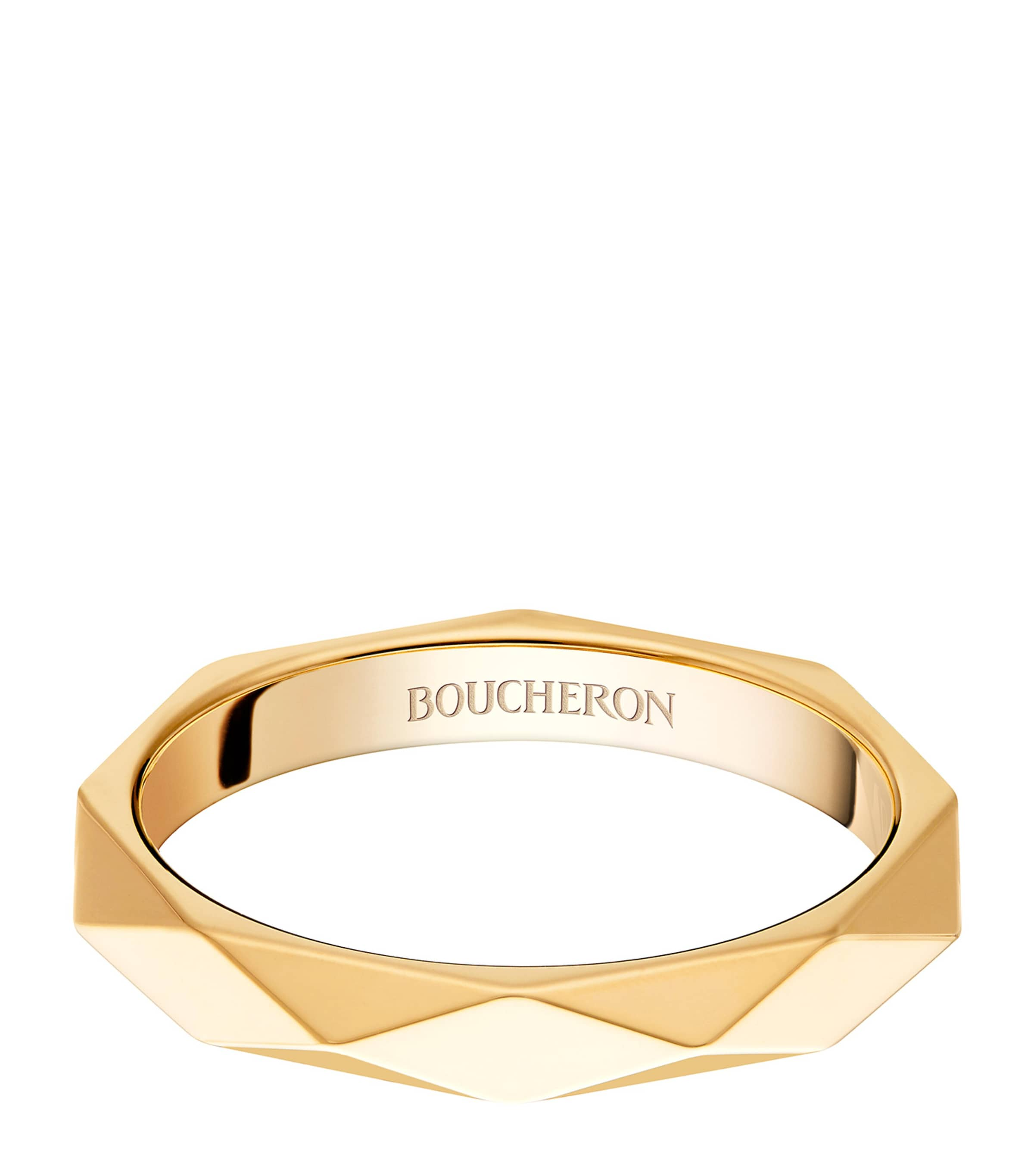 BOUCHERON YELLOW GOLD FACETTE WEDDING BAND 