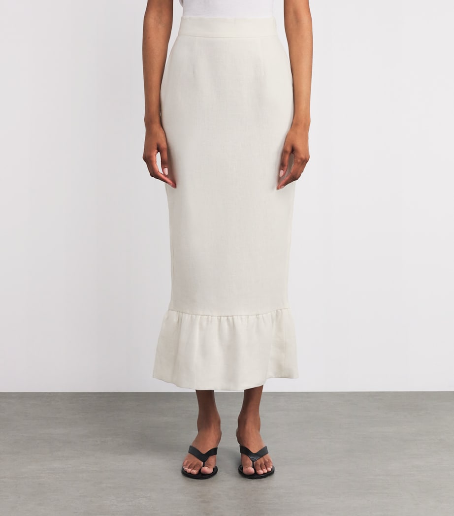 Linen Matilda Midi Skirt CREAM Image 3