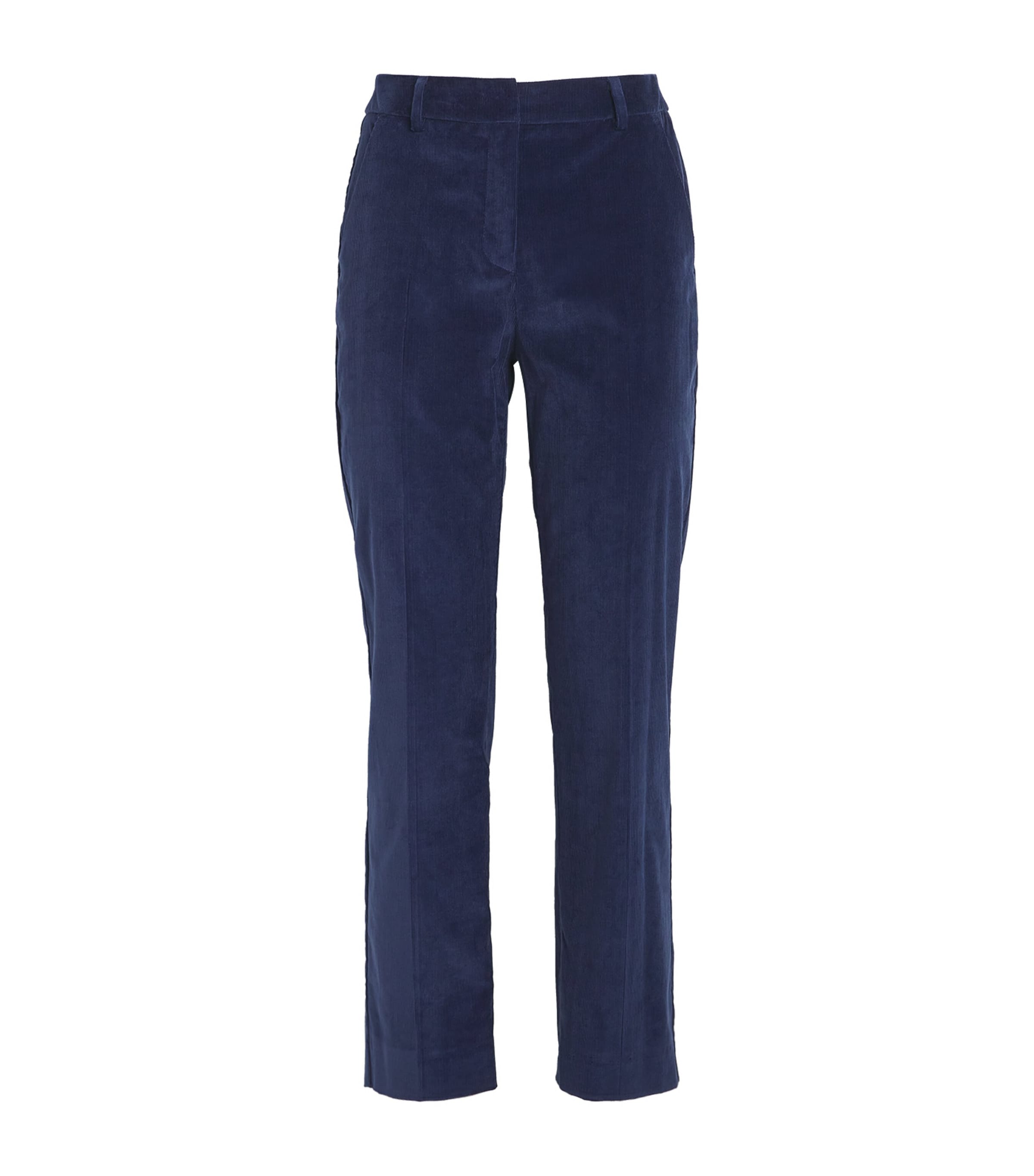 Shop Weekend Max Mara Stretch-corduroy Cropped Straight Trousers In Blue