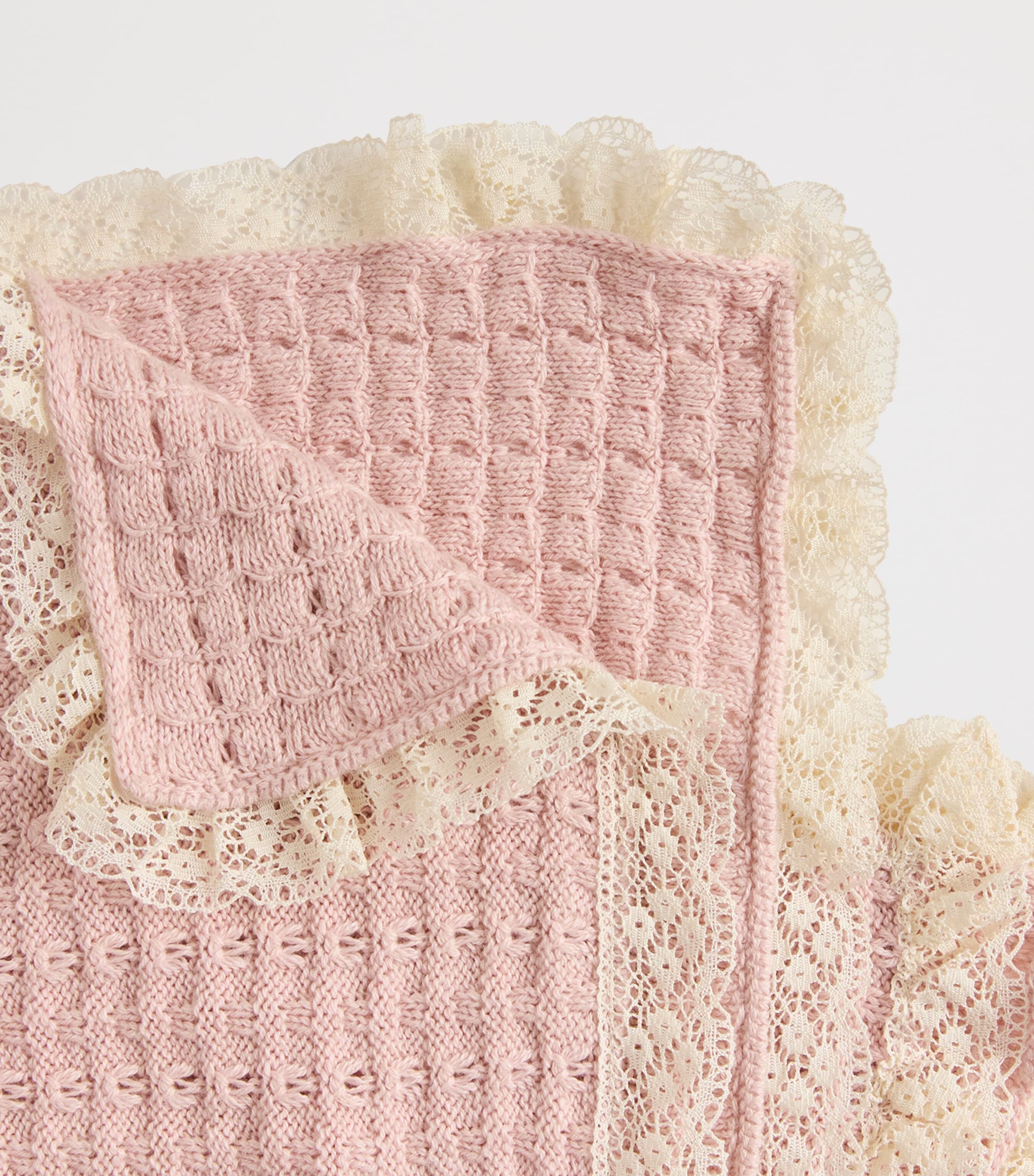 Cotton-Blend Lace Knitted Shawl 32 H94 Image 2