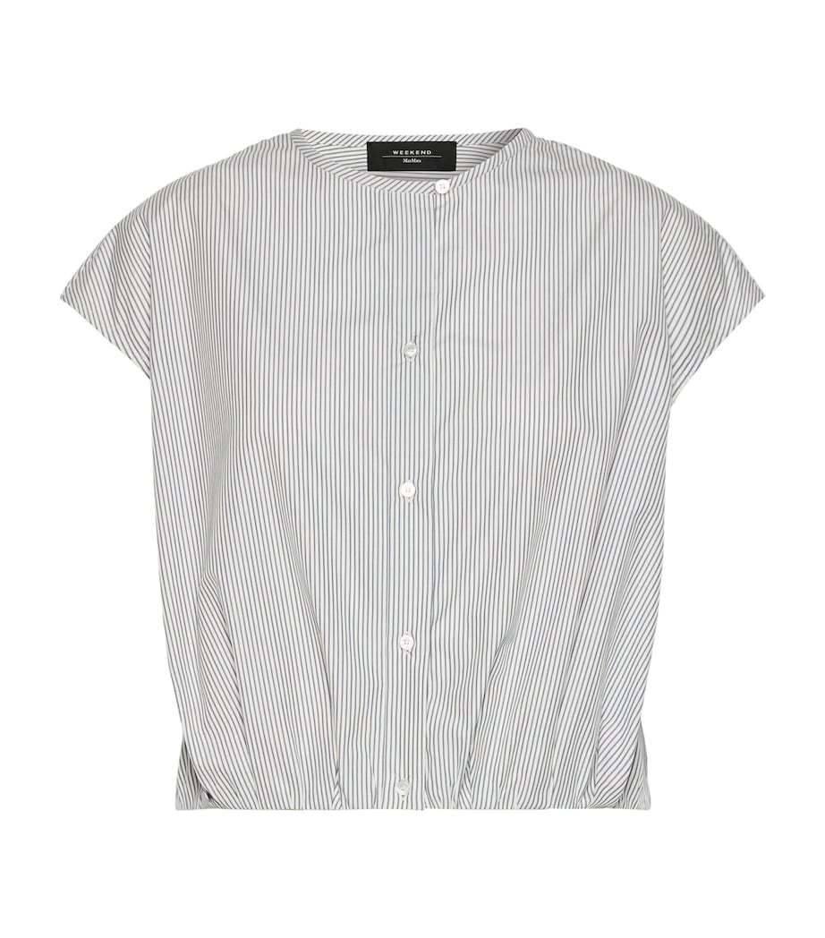 Weekend Max Mara Womens Collarless Stripe Shirt Navy Image 1