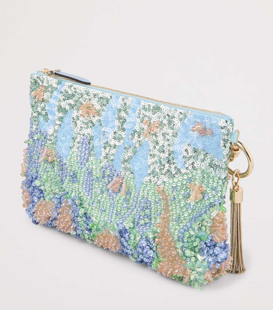 Jimmy Choo Callie Satin Embellished Clutch Bag Blue Multi/light Gol Image 3