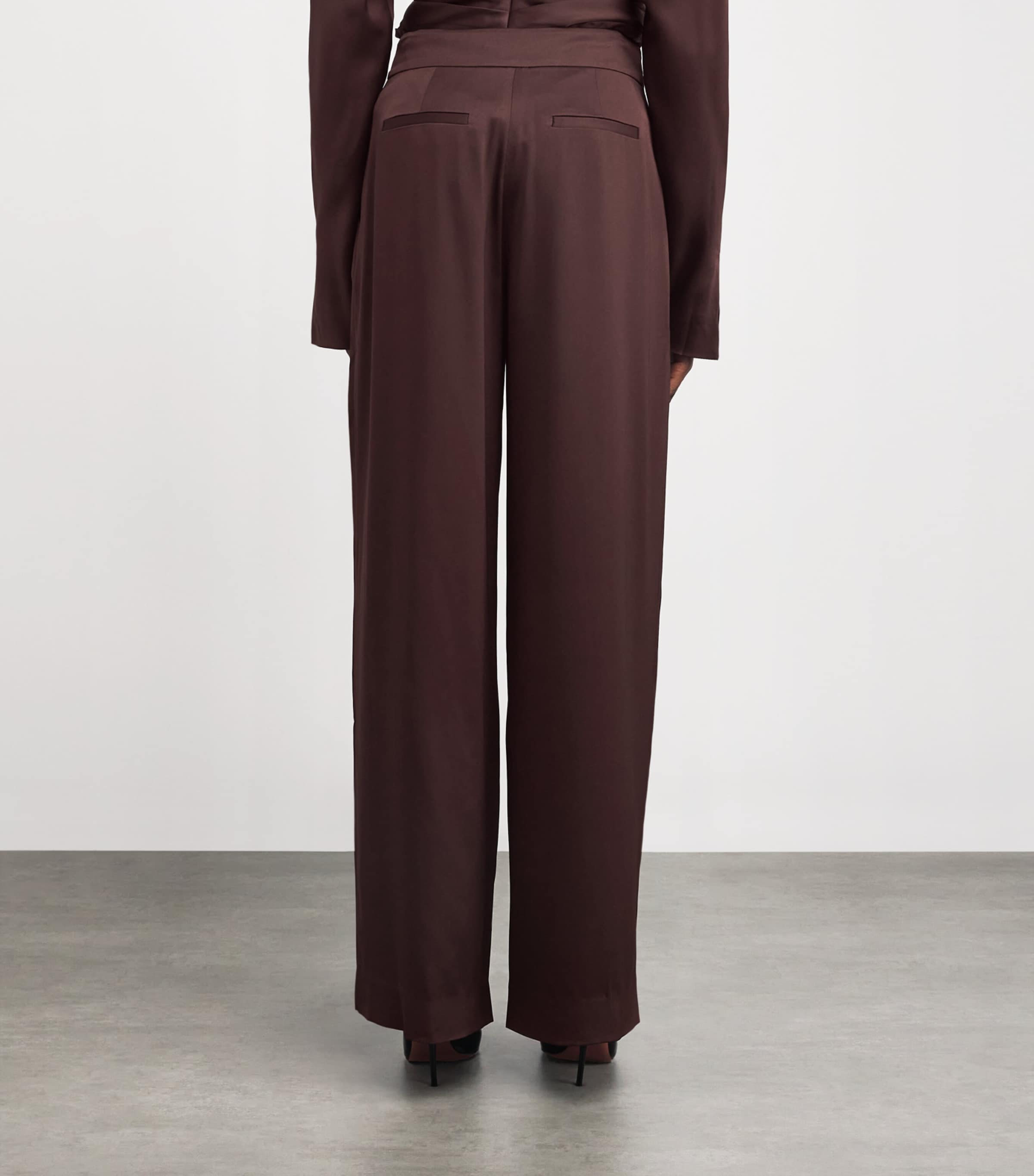 Satin Wide-Leg Kyra Trousers MAHOGANY Image 4