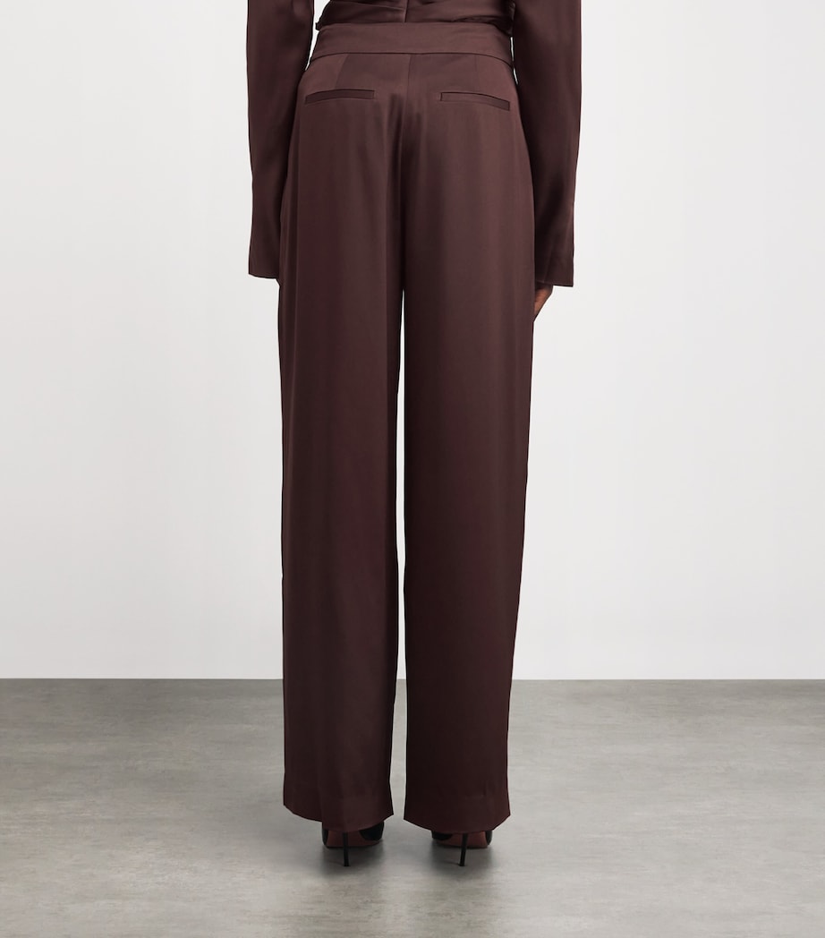 Satin Wide-Leg Kyra Trousers MAHOGANY Image 4