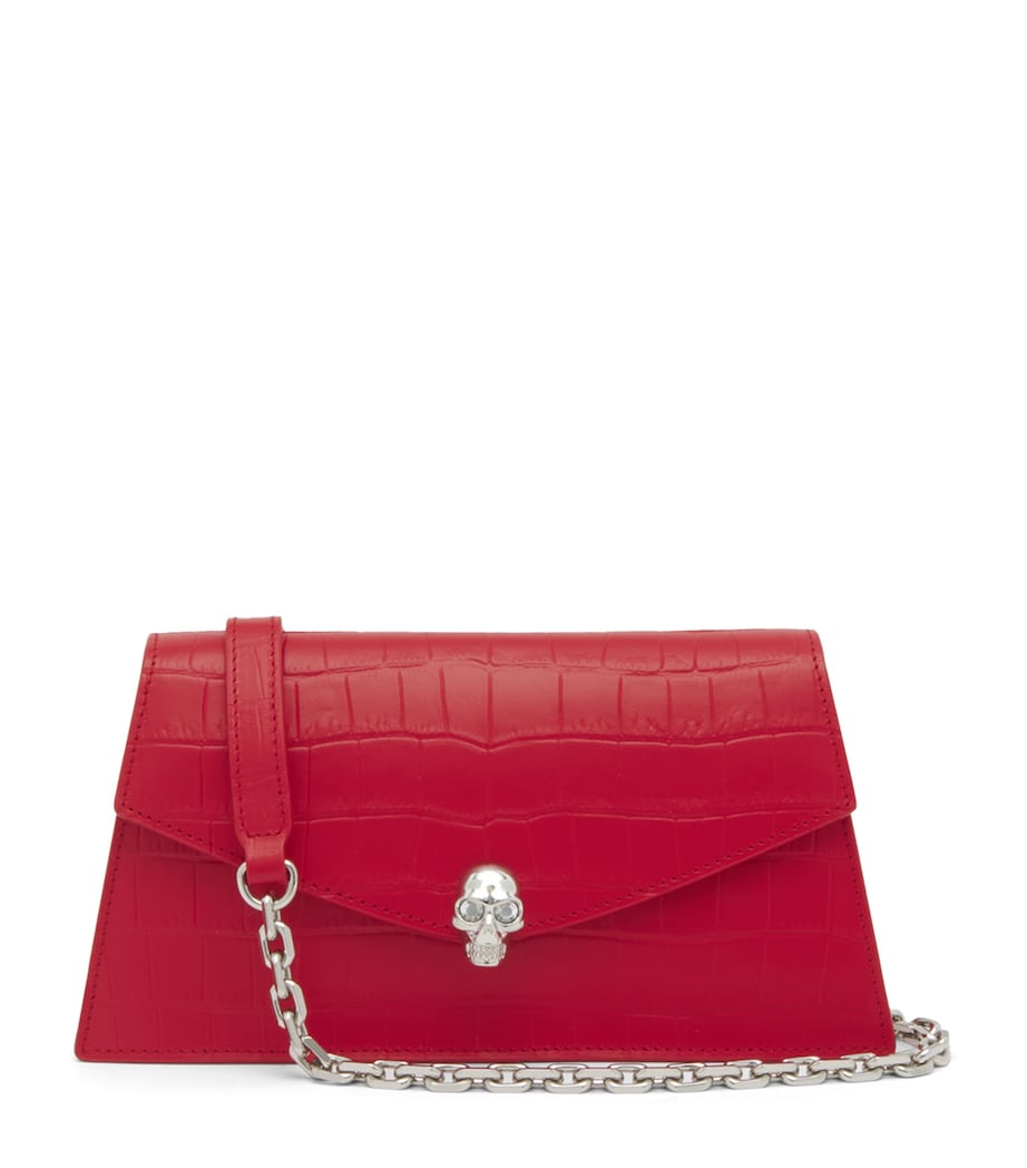 McQueen Mini Croc-Embossed Skull Shoulder Bag Image 1