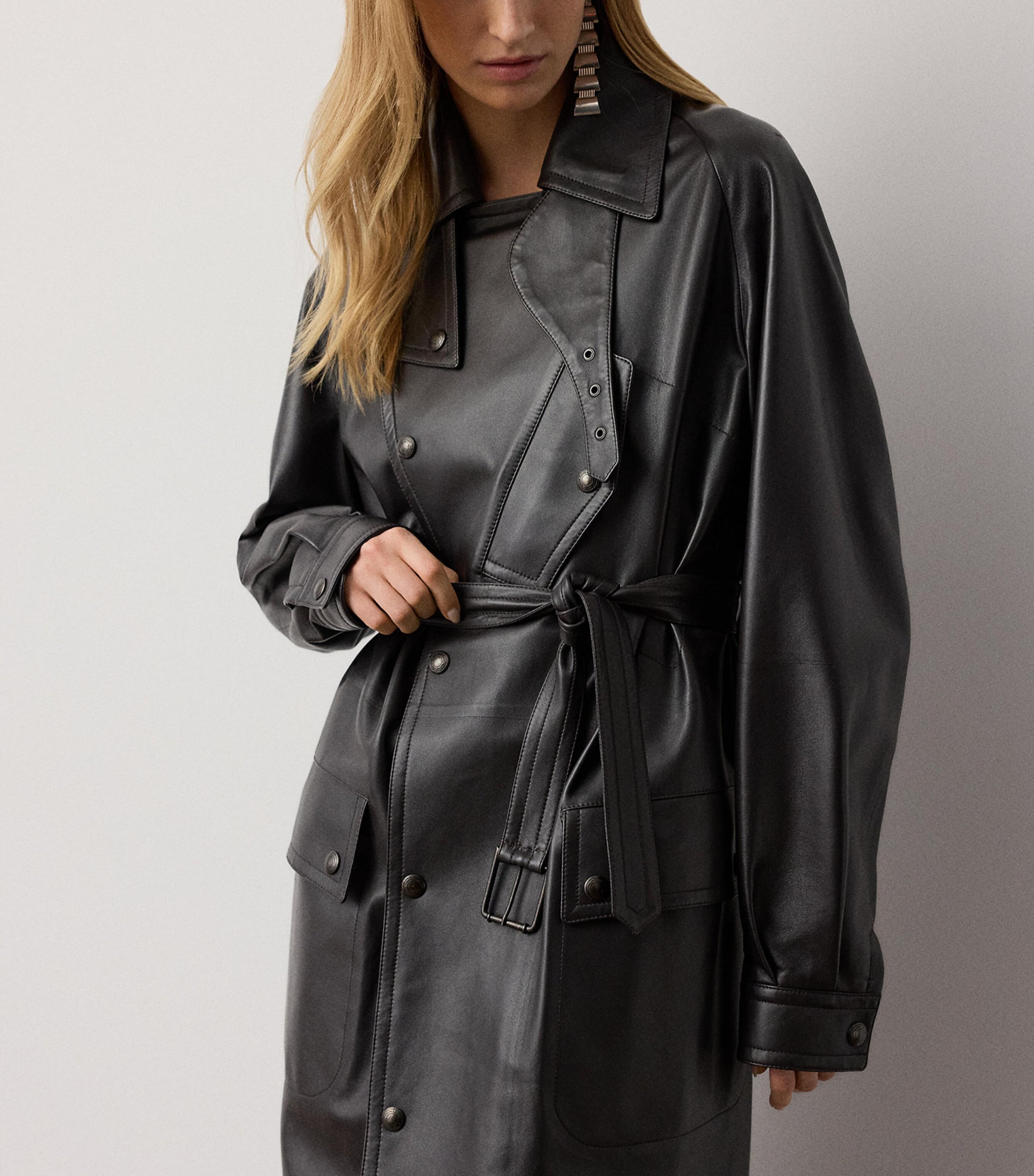 Ralph Lauren Collection Womens Lambskin Bailey Trench Coat Espresso Image 3