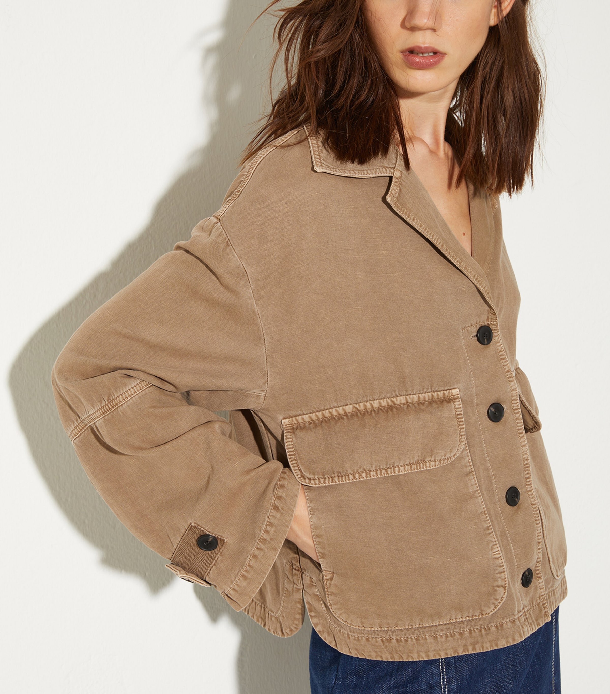 MAX&Co. Womens Denim Twin-Pocket Jacket Cocoa Image 5