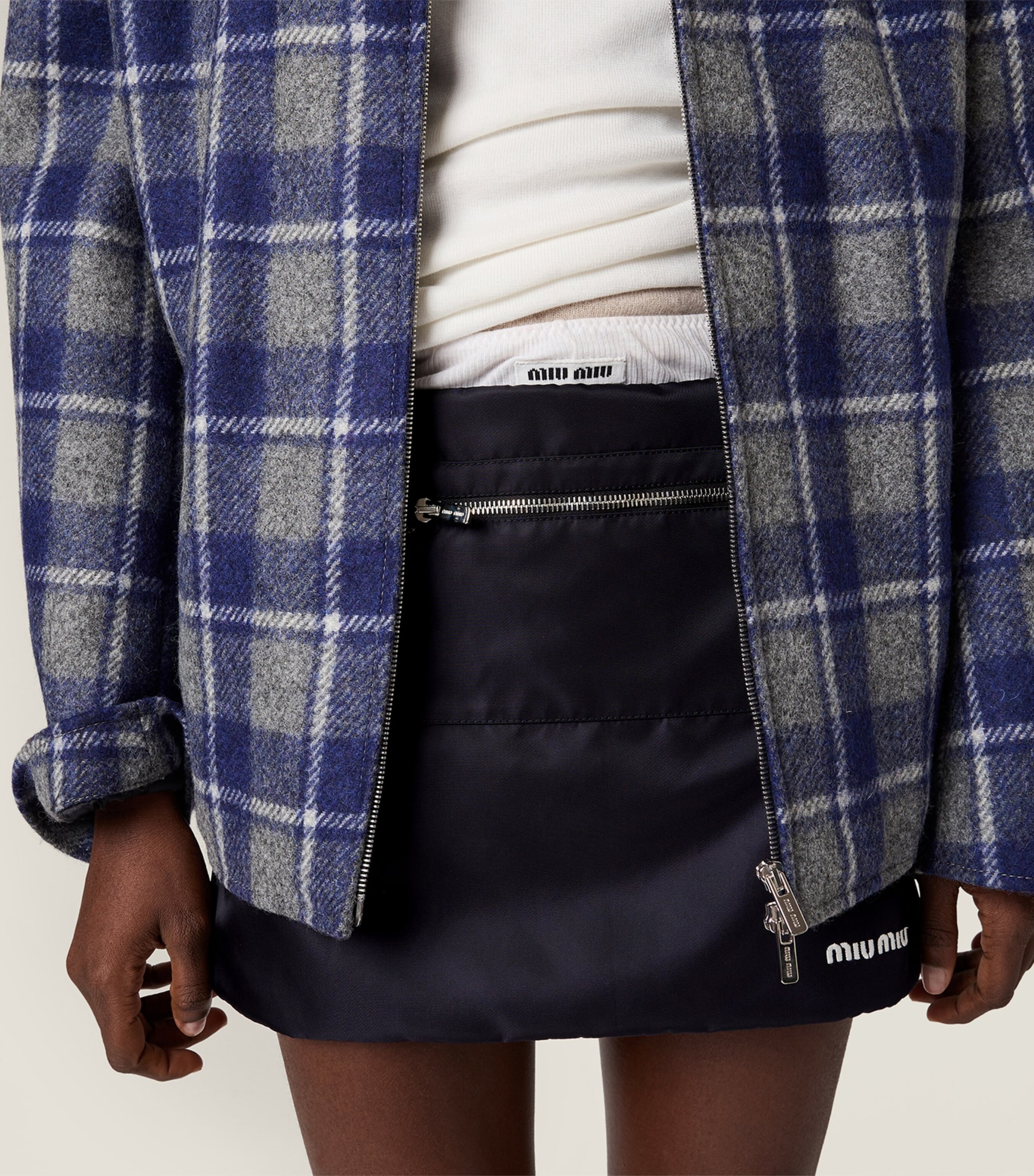 Miu Miu Womens Technical Gazar Mini Skirt Image 5